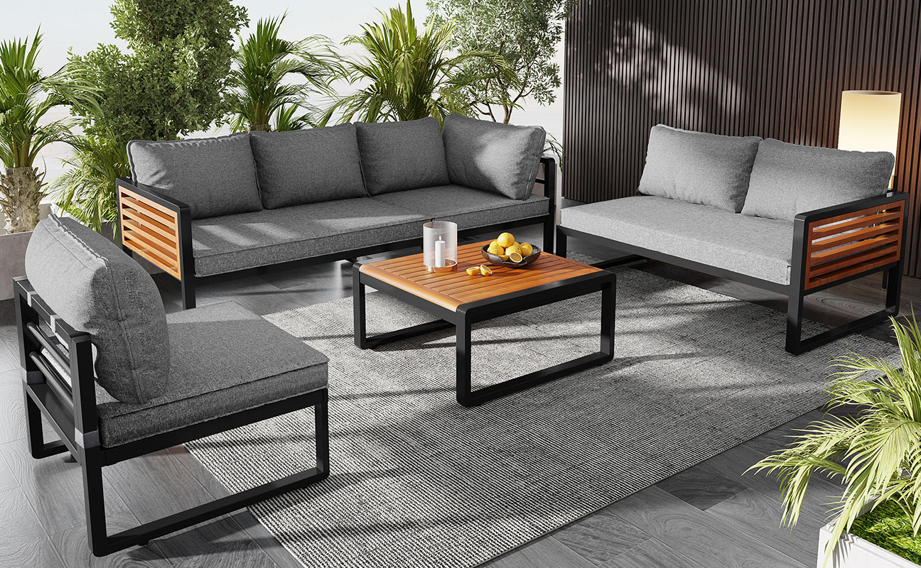 Mobilier jardin cadre métallique résistant