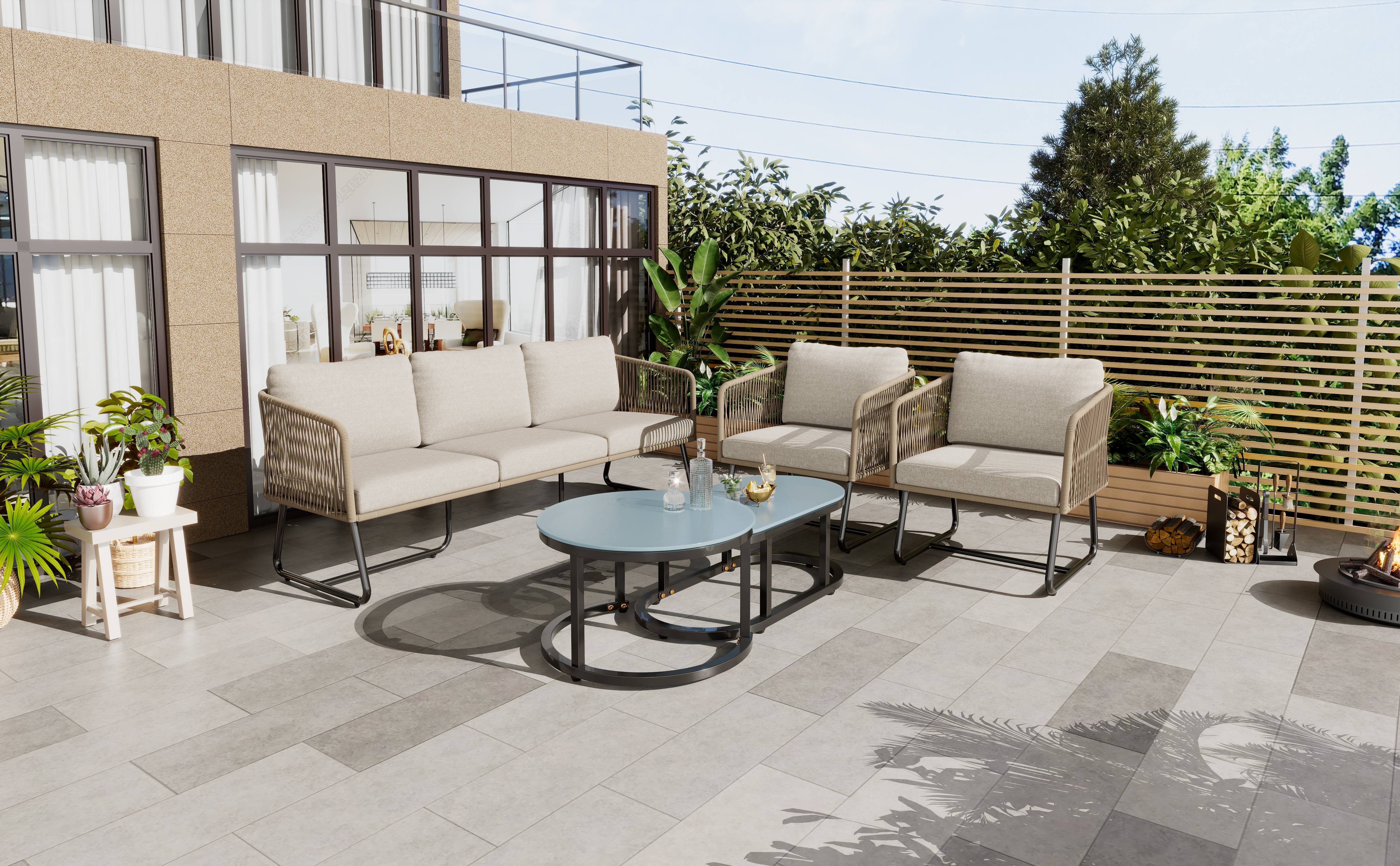 Ensemble mobilier jardin moderne 5 pièces