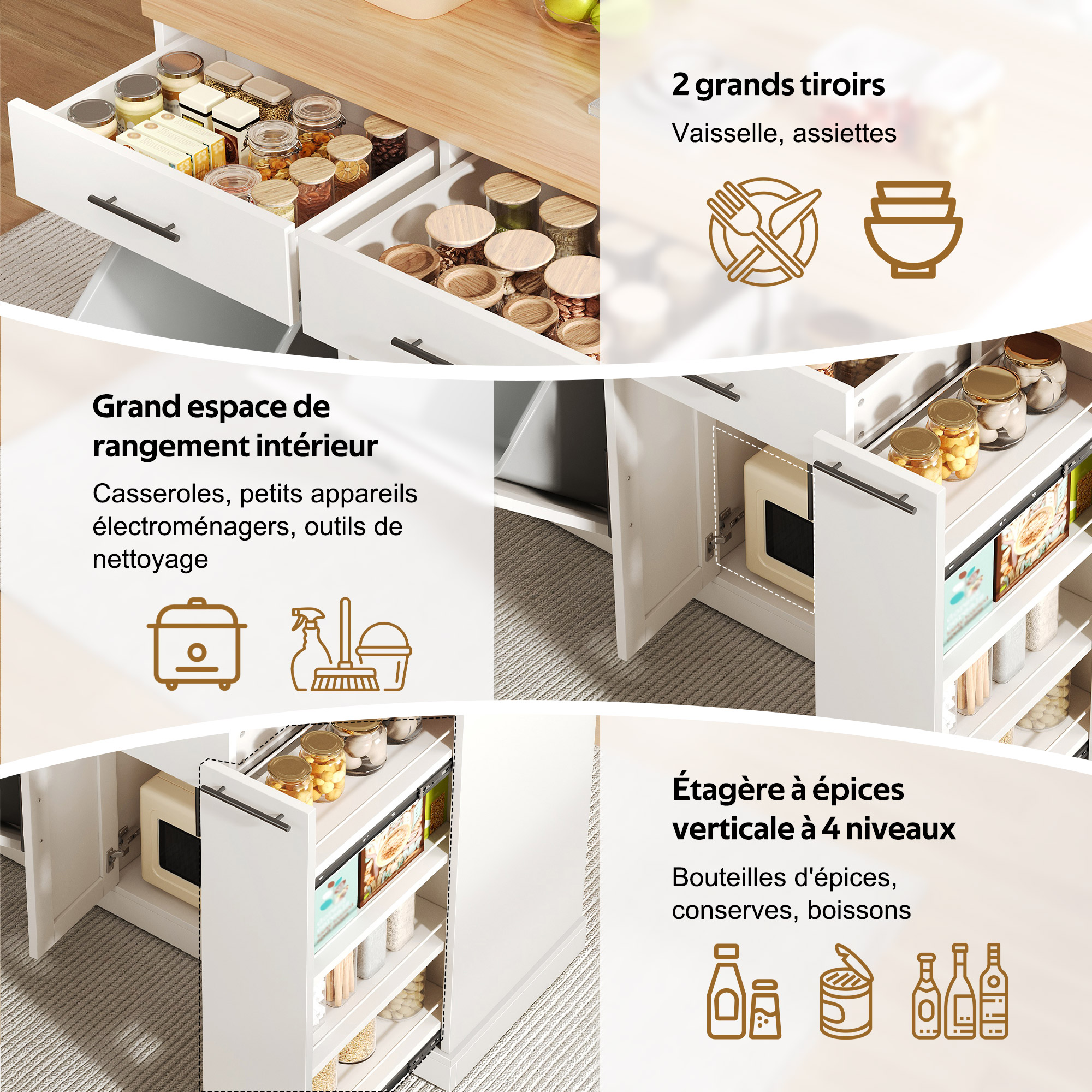 Compartiment à poubelle caché pour cuisine propre