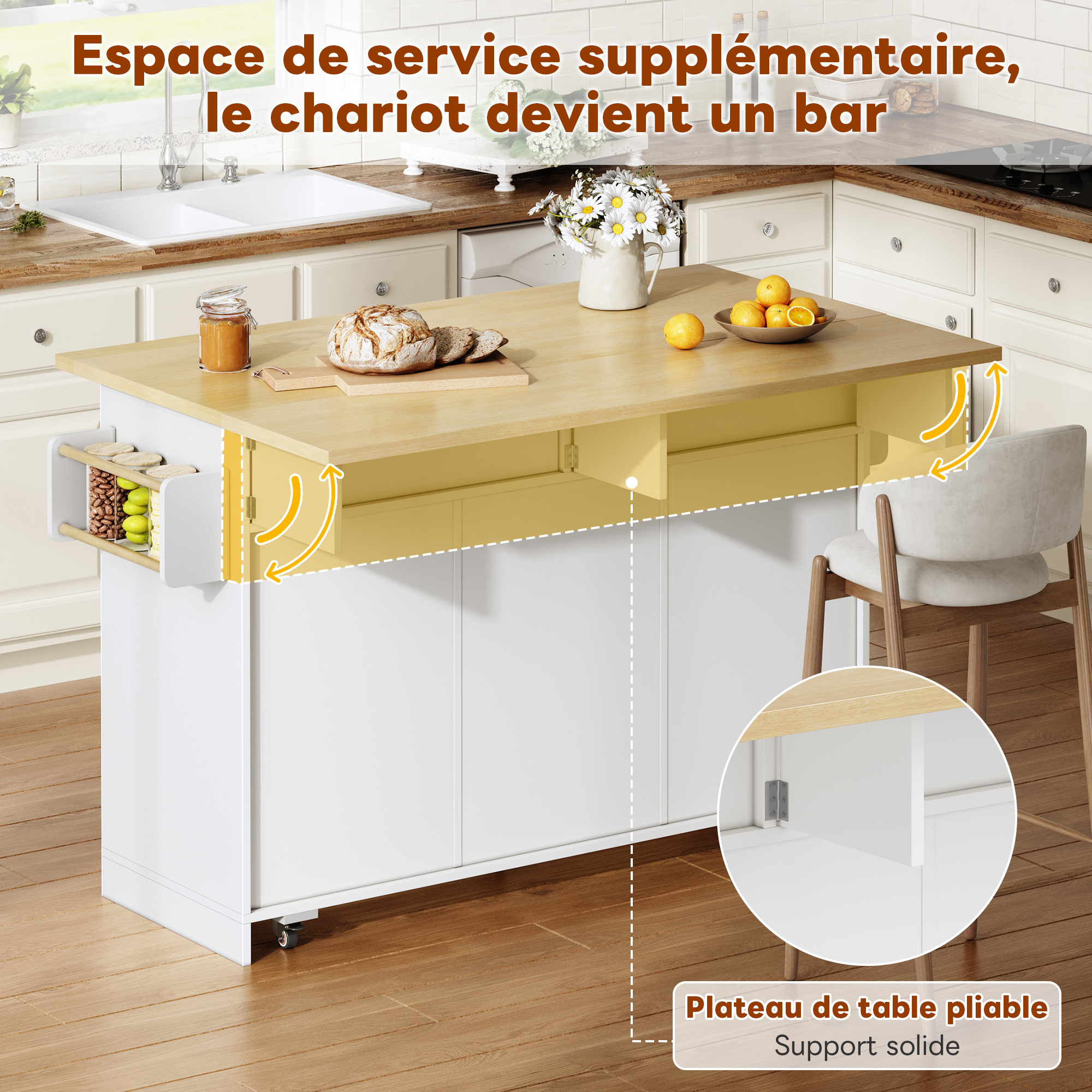 Surface de travail et repas supplémentaire