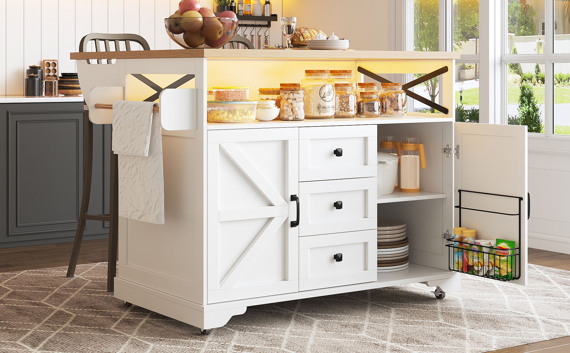 Chariot de cuisine éclairage LED intelligent
