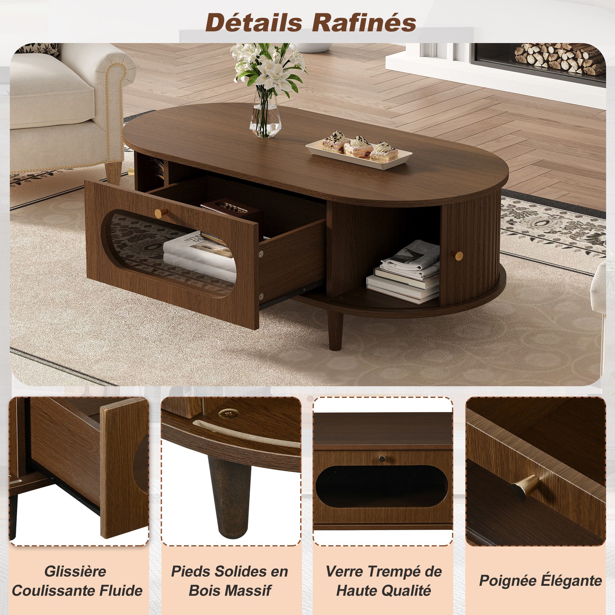 Table basse noyer vue 4