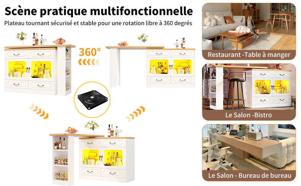 Table haute espace de rangement 4 tiroirs