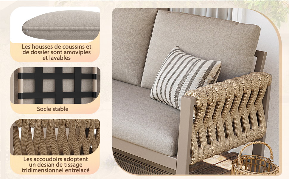 Canapé extérieur coussins imperméables 8cm épaisseur