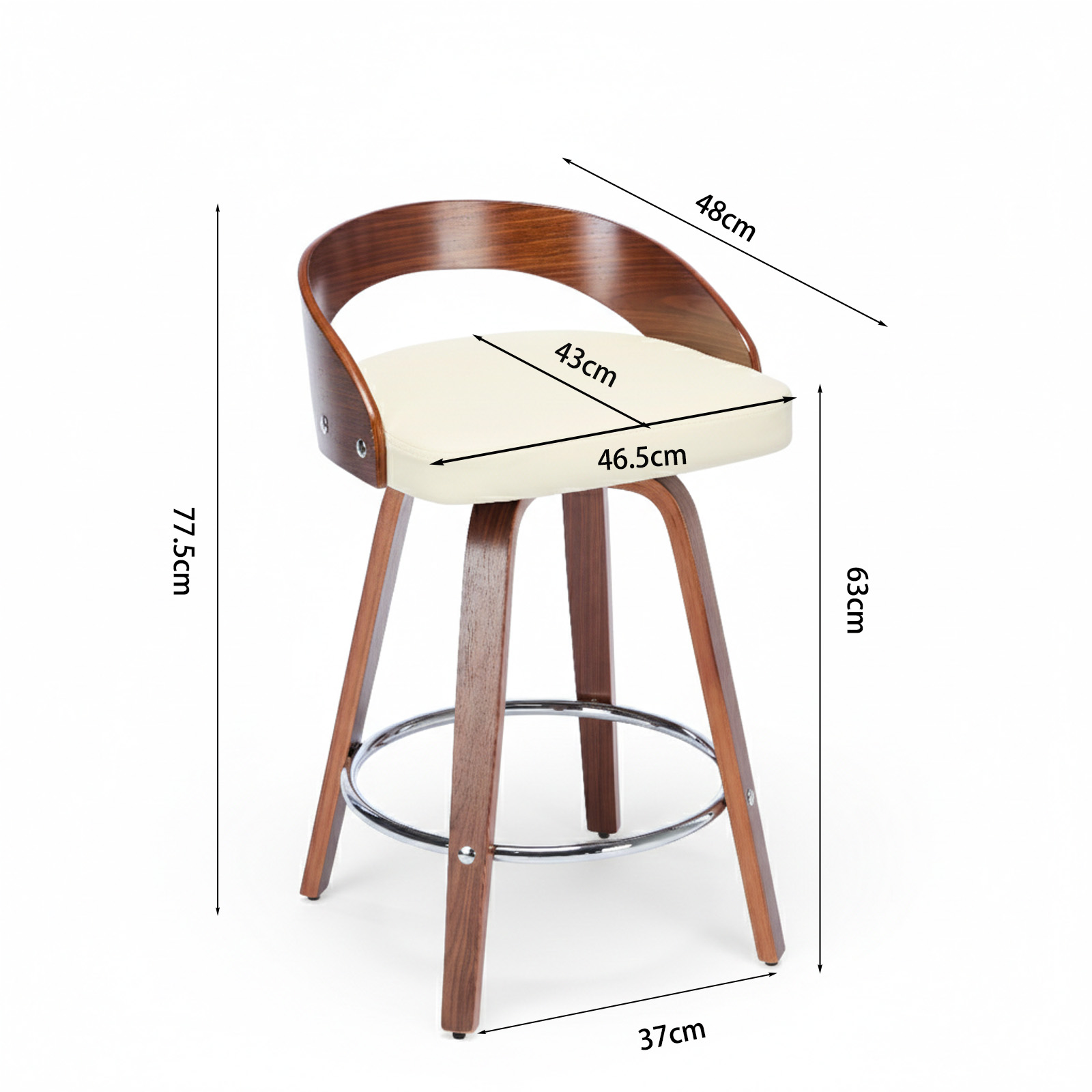 Finition placage bois noyer du tabouret de bar