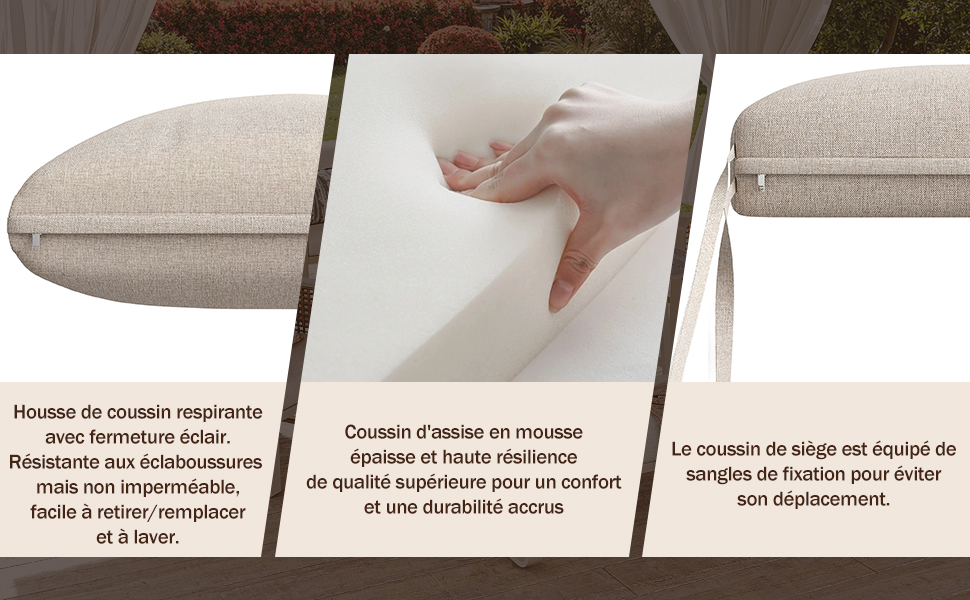 Canapé extérieur PE-Rattan résistant UV intempéries