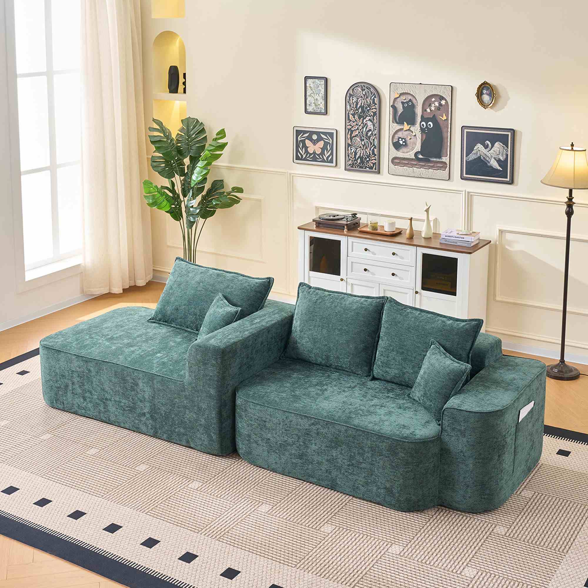 Sofa détail tissu chenille Grün