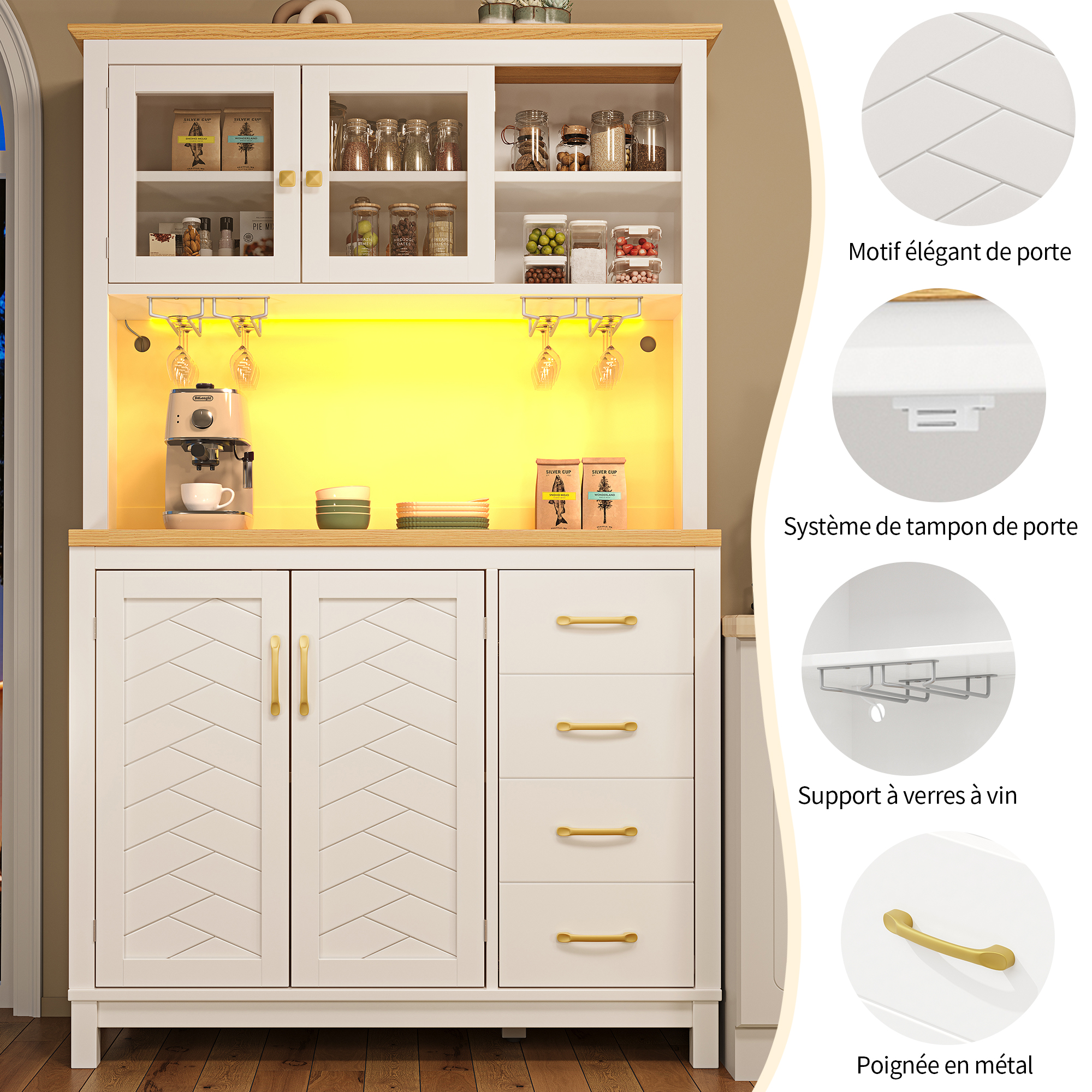 Meuble de rangement blanc avec éclairage LED intégré