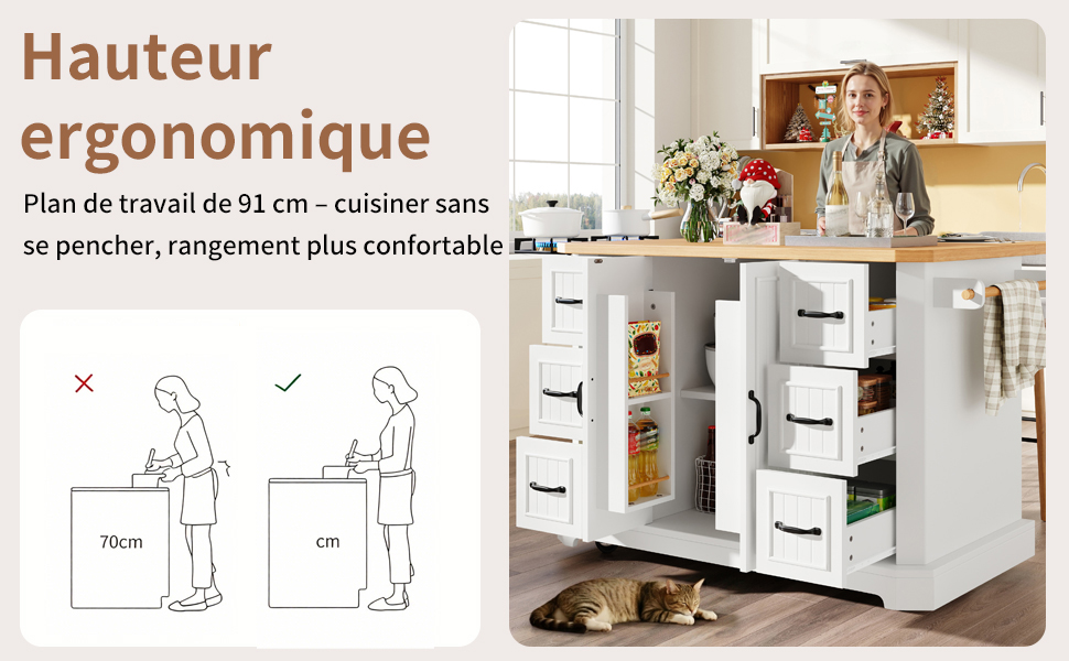 Ilot de cuisine ergonomique
