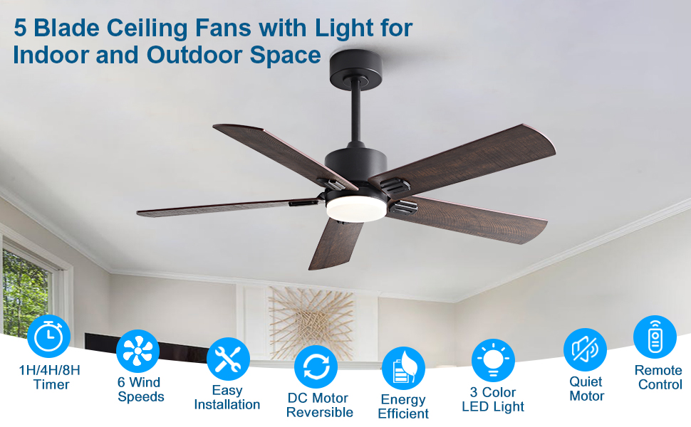 Ventilateur plafond 42 pouces style industriel