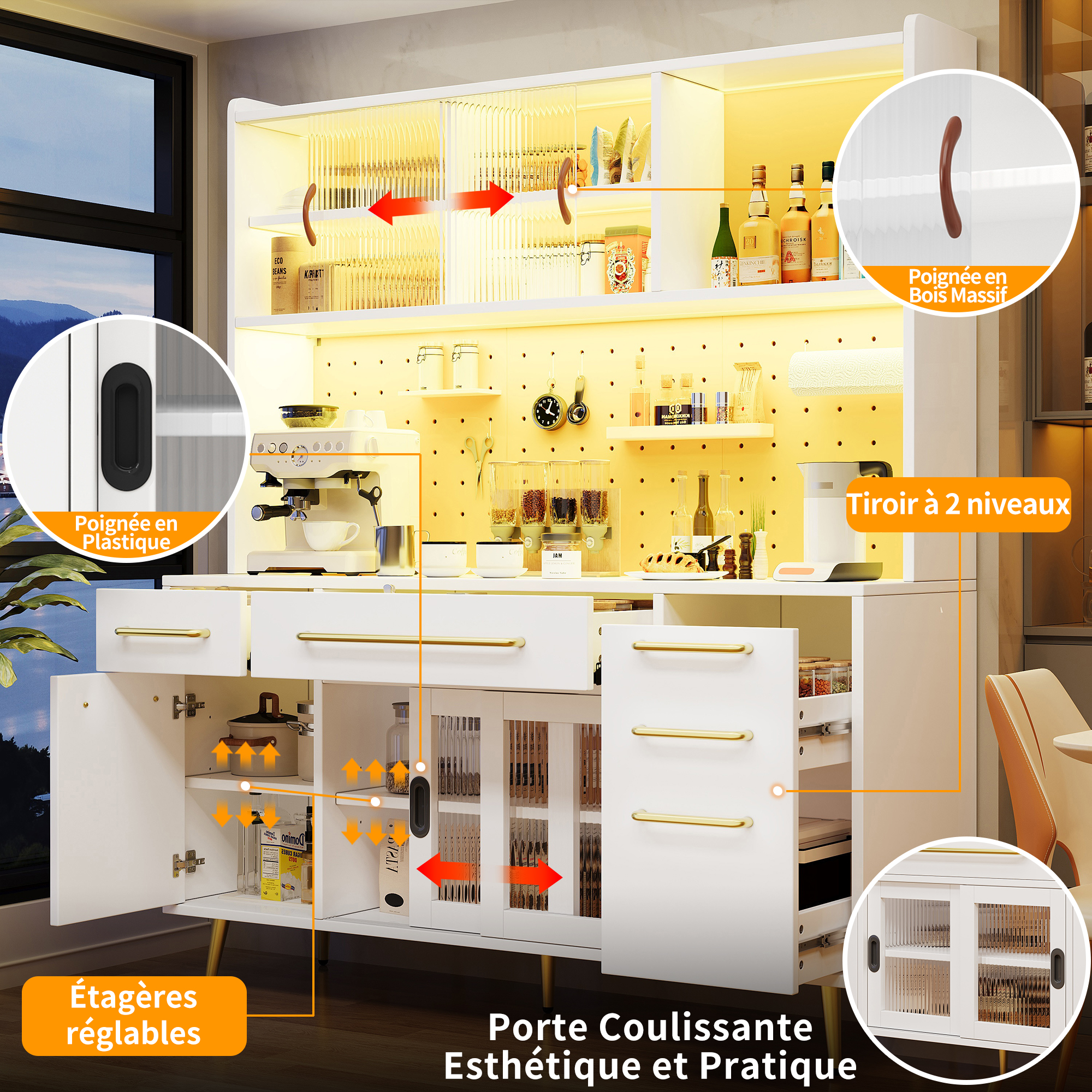 Armoire blanche avec panneau perforé