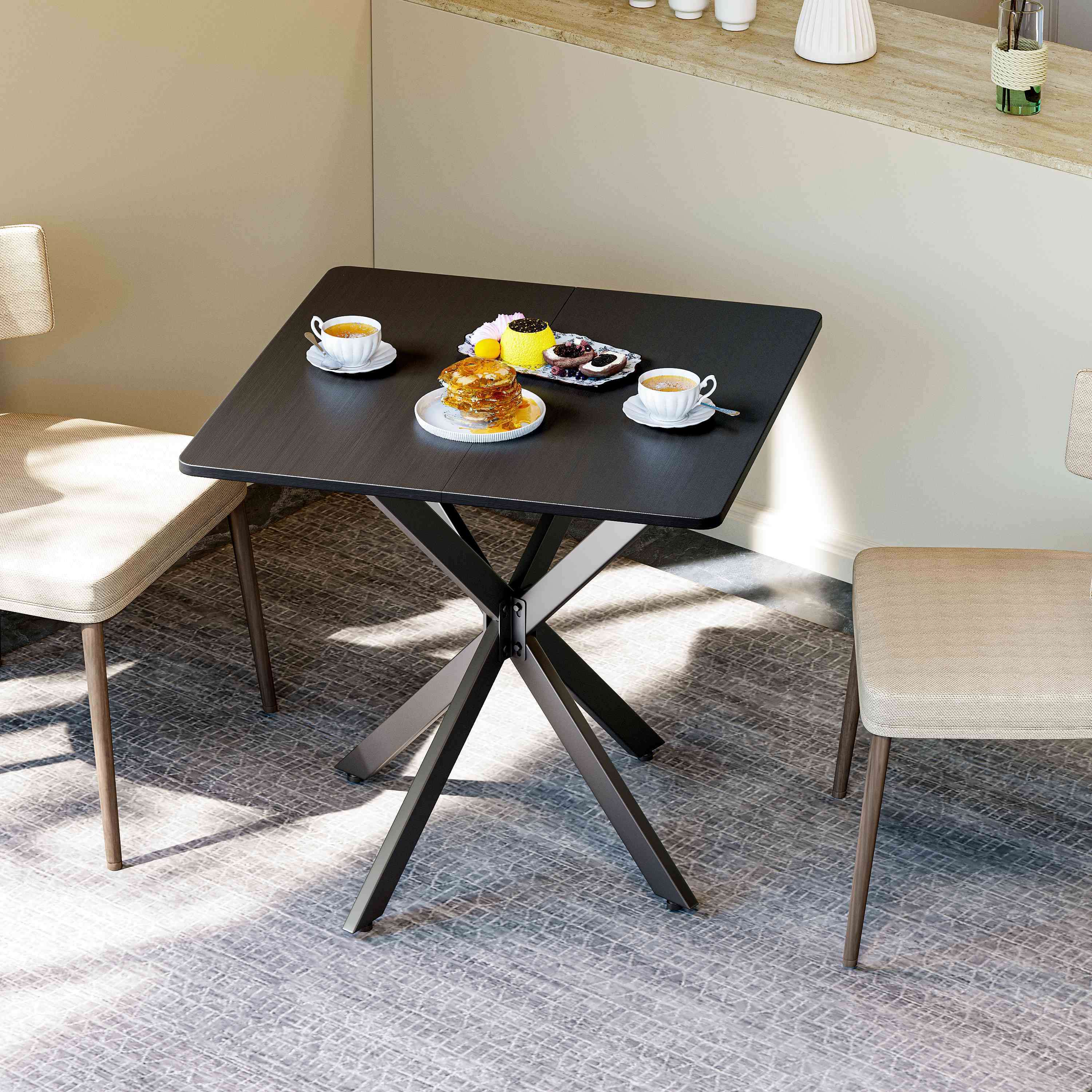 Table d'appoint carrée 80x80x75 cm vue d'ensemble