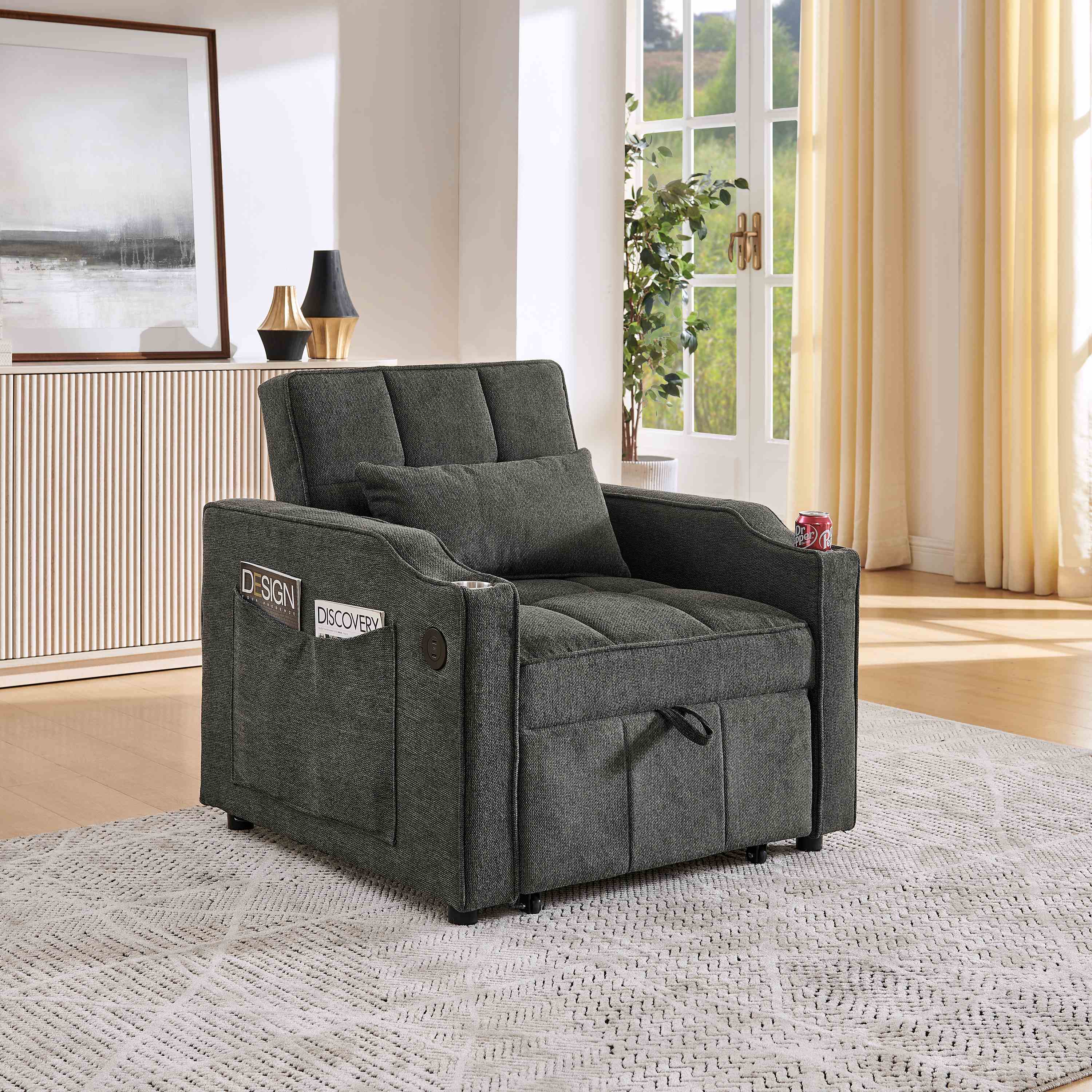 Sofa-Bett 3 en 1 Grau Foncé - Vue générale