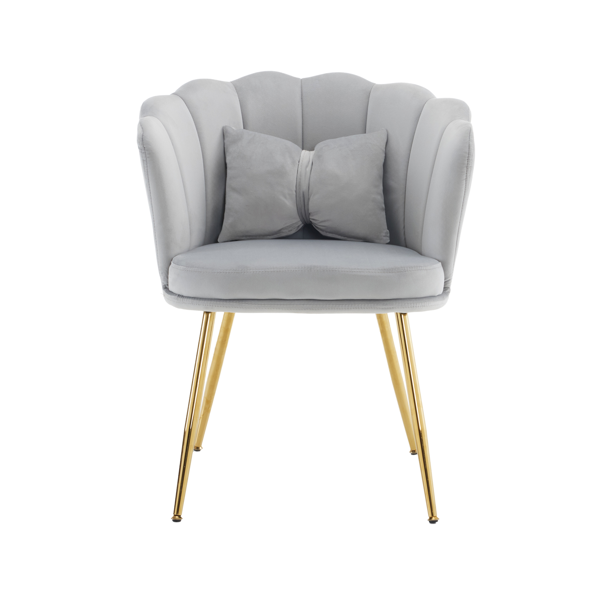 Fauteuil en velours design pétale pieds dorés