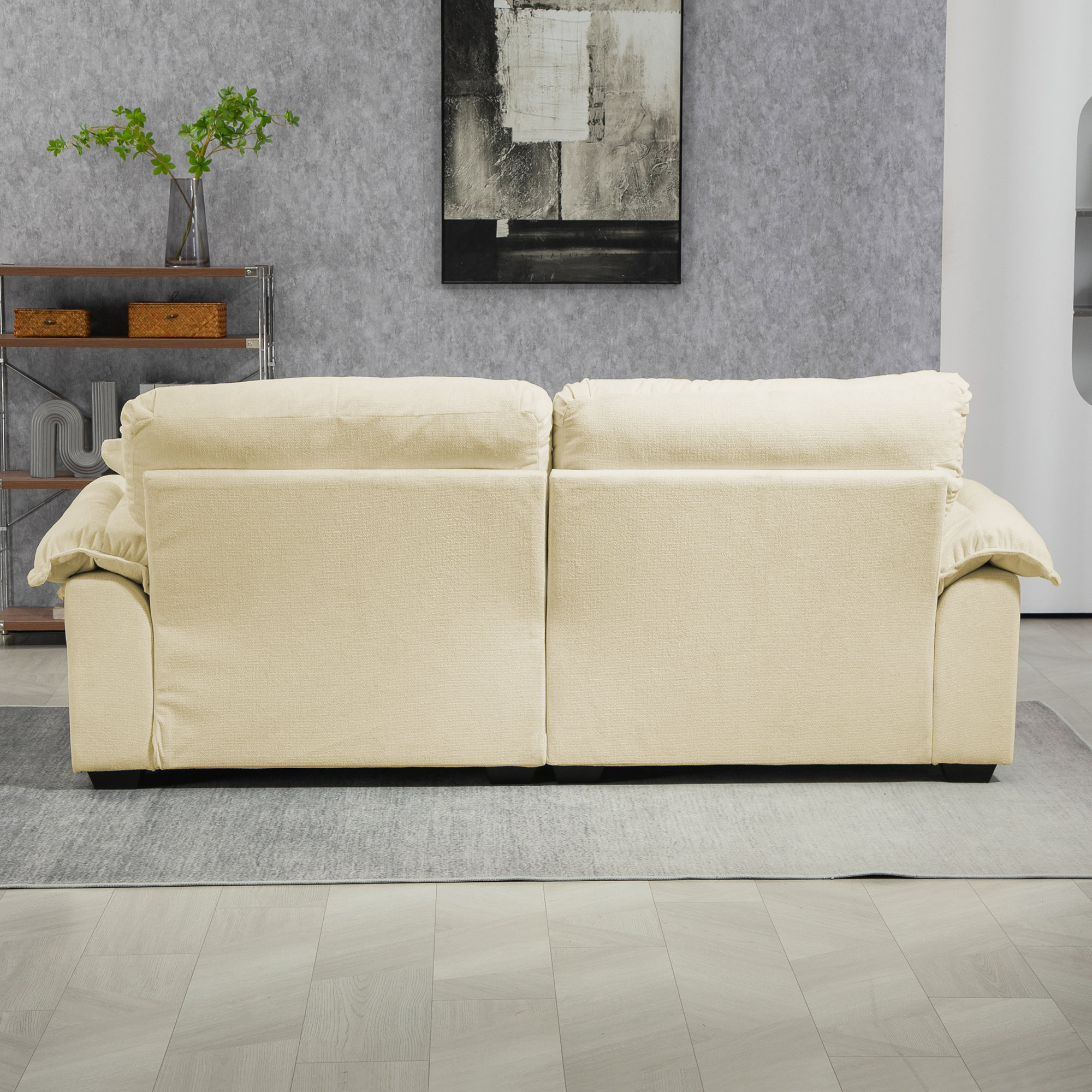 Canapé chenille coussin double couche mémoire mousse support stable