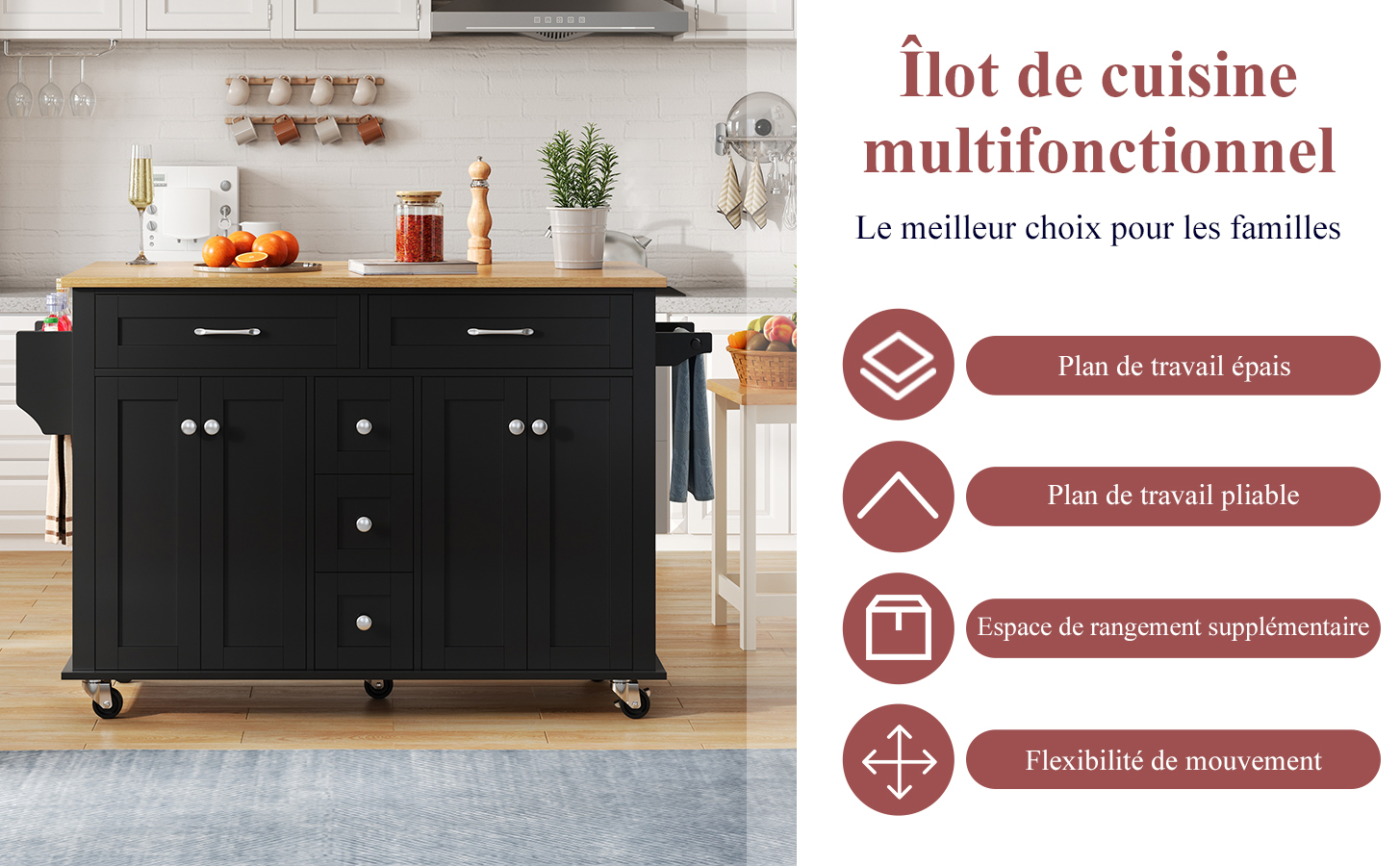 Îlot de cuisine polyvalent salon cuisine