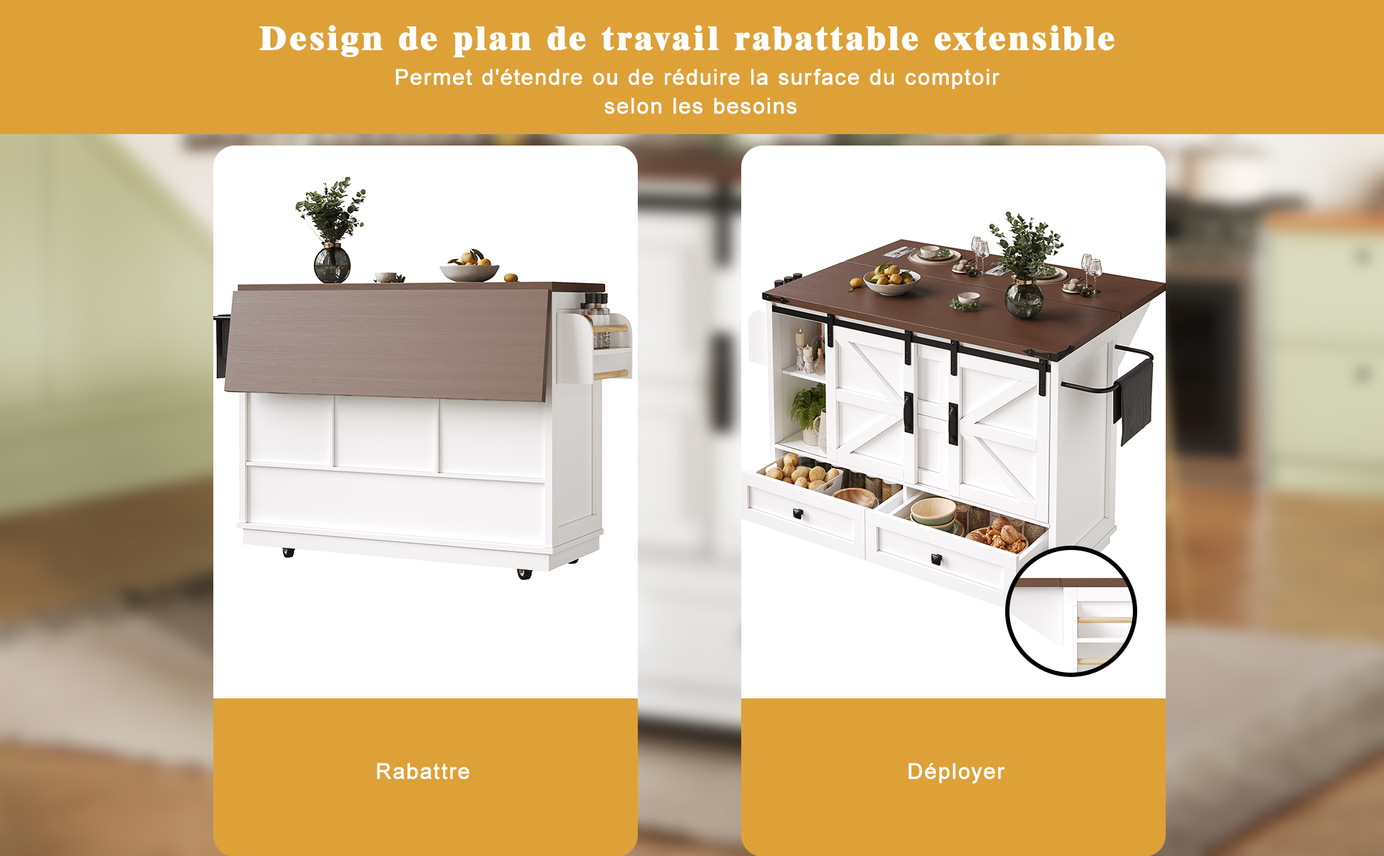 Chariot de cuisine multifonctionnel