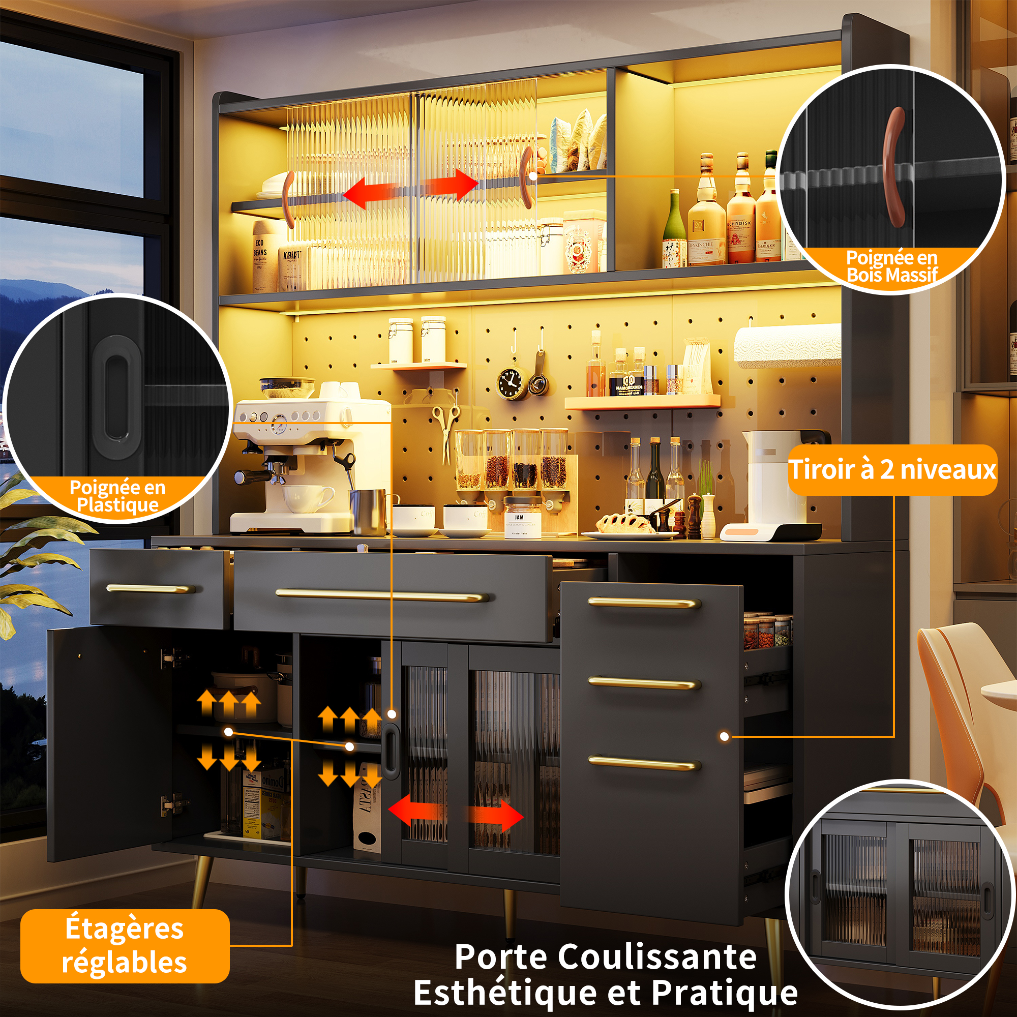 Buffet moderne noir LED