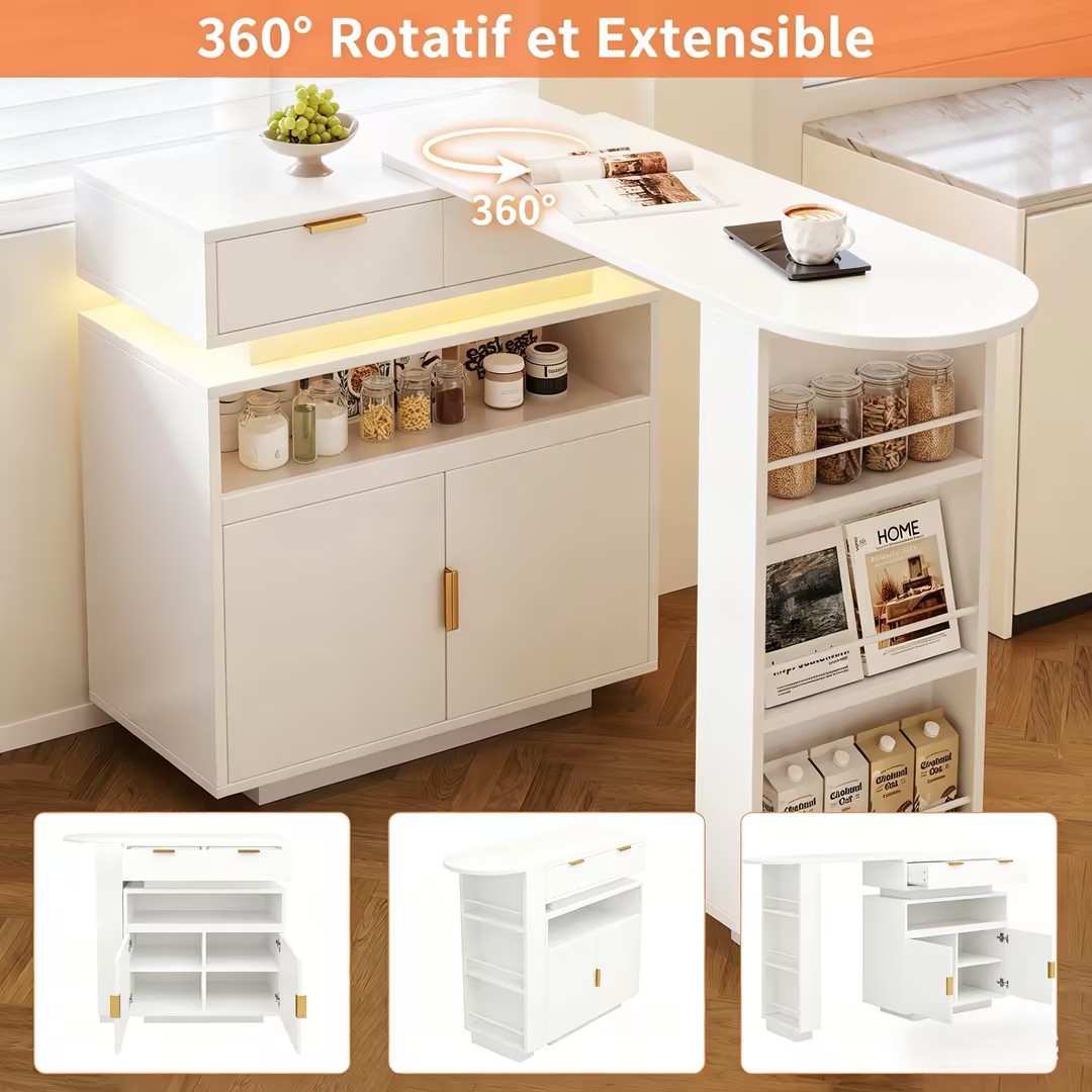 Table de bar 360° rotative