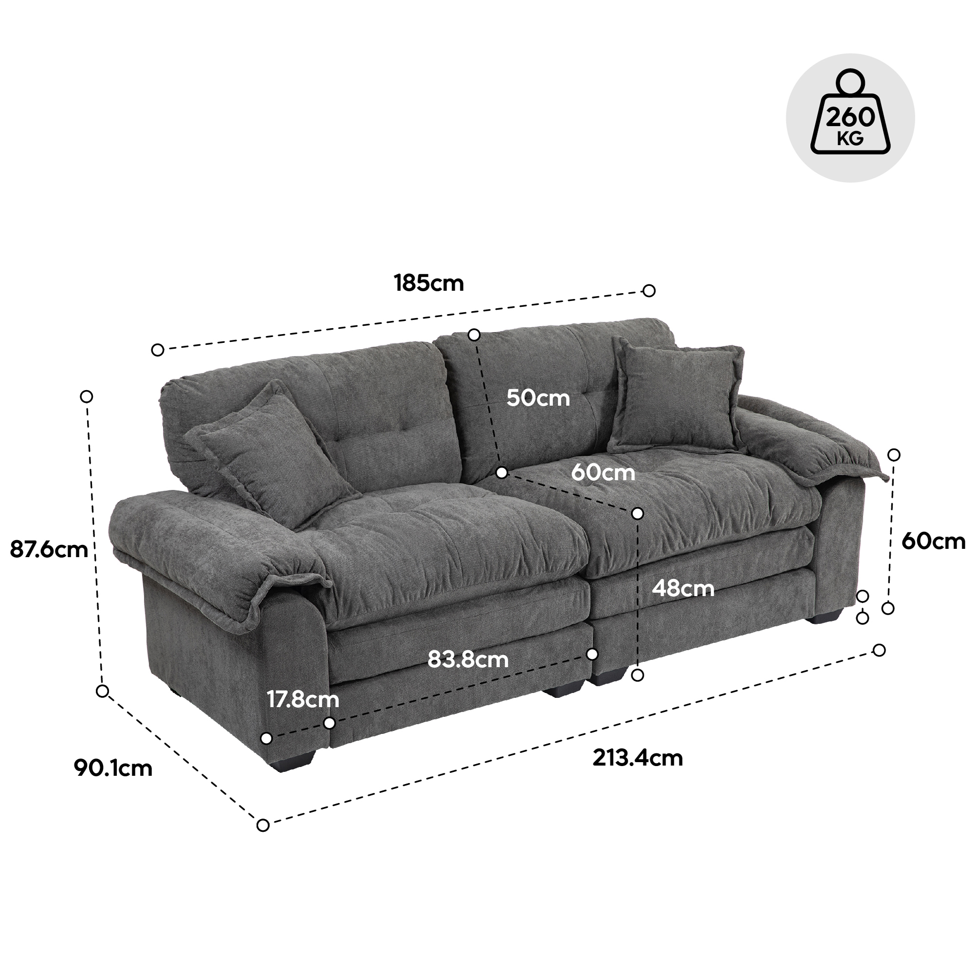 Sofa chenille Kissen double couche mémoire mousse support stable