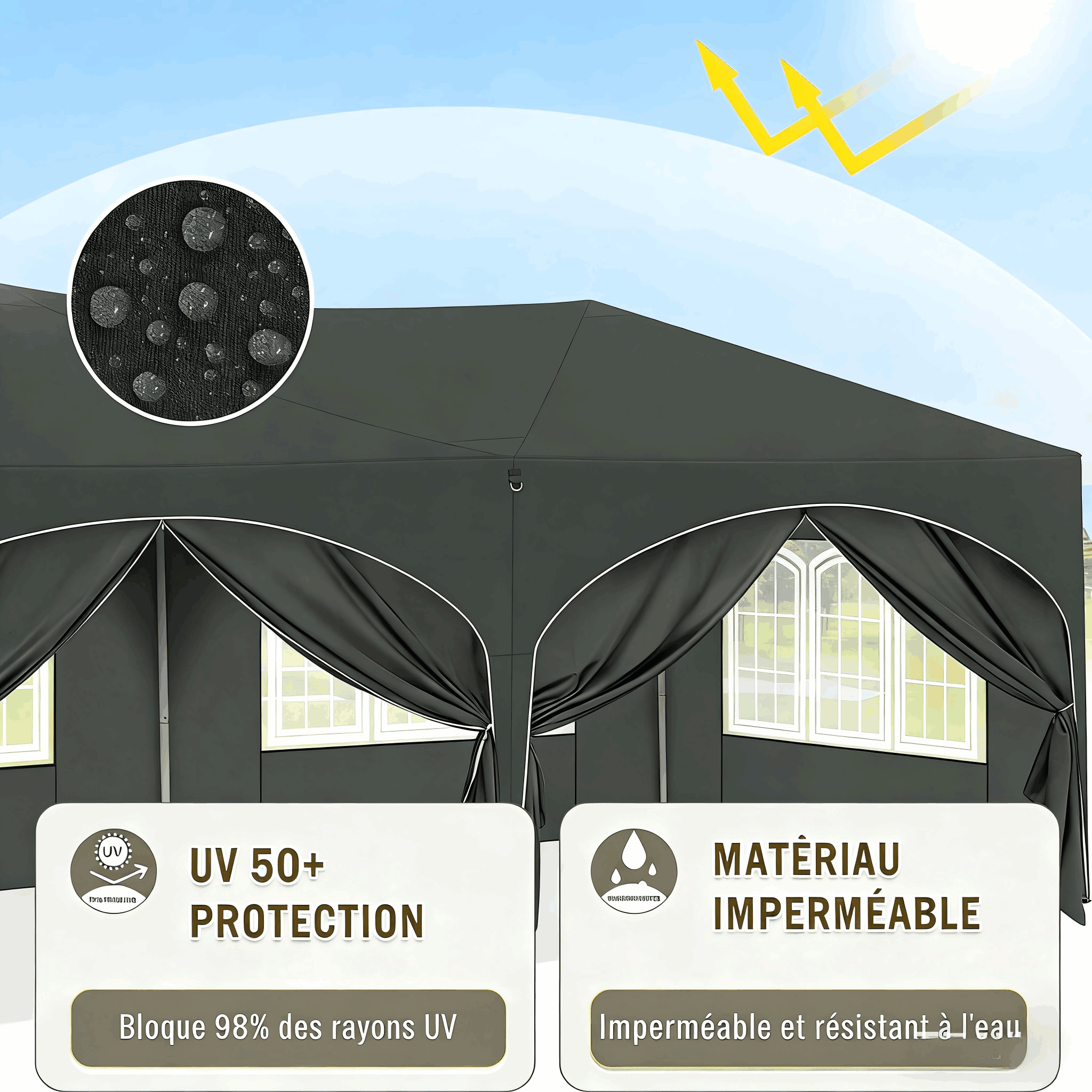 Gazebo 3x6m Gris