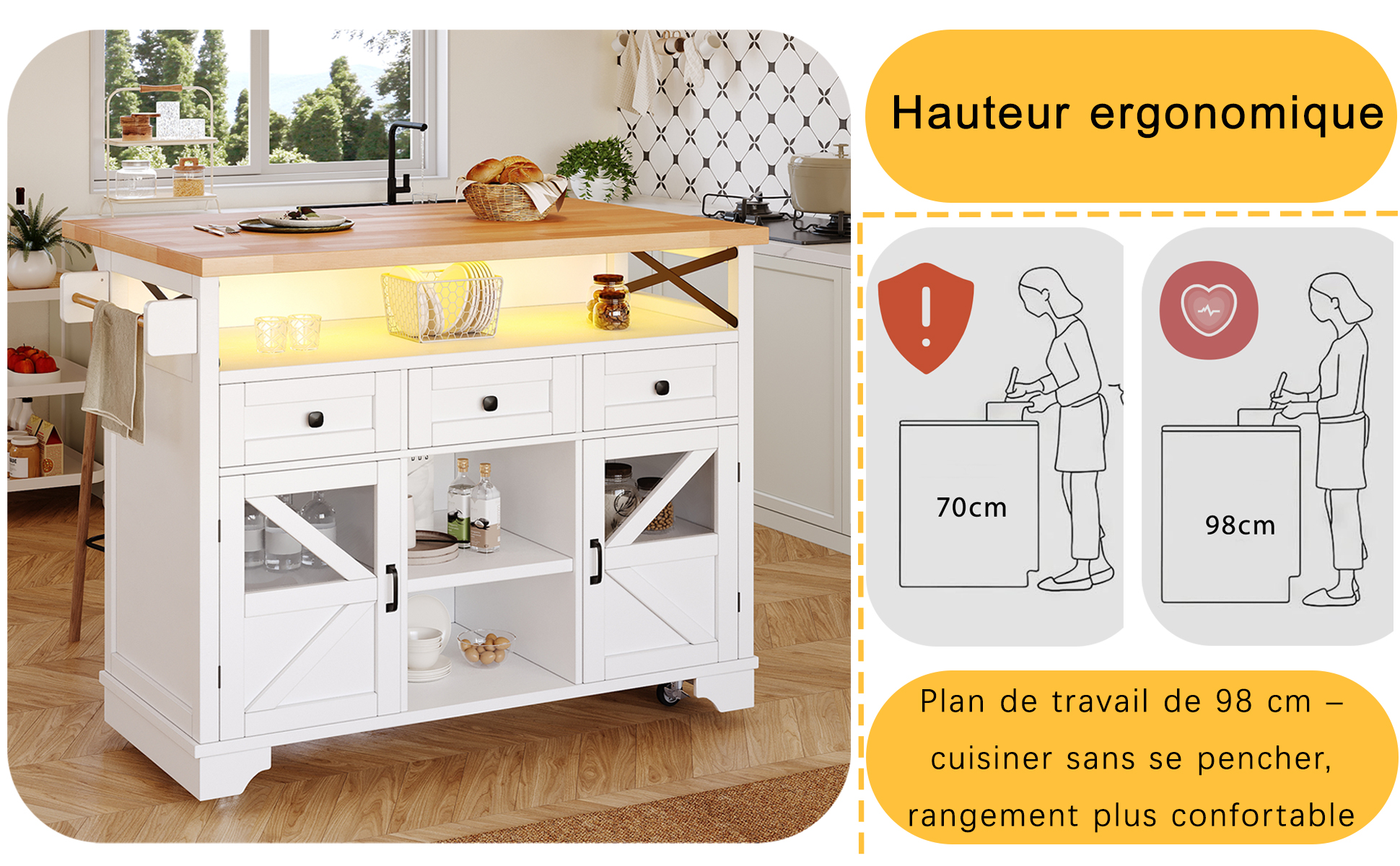 Chariot de cuisine design moderne et polyvalent