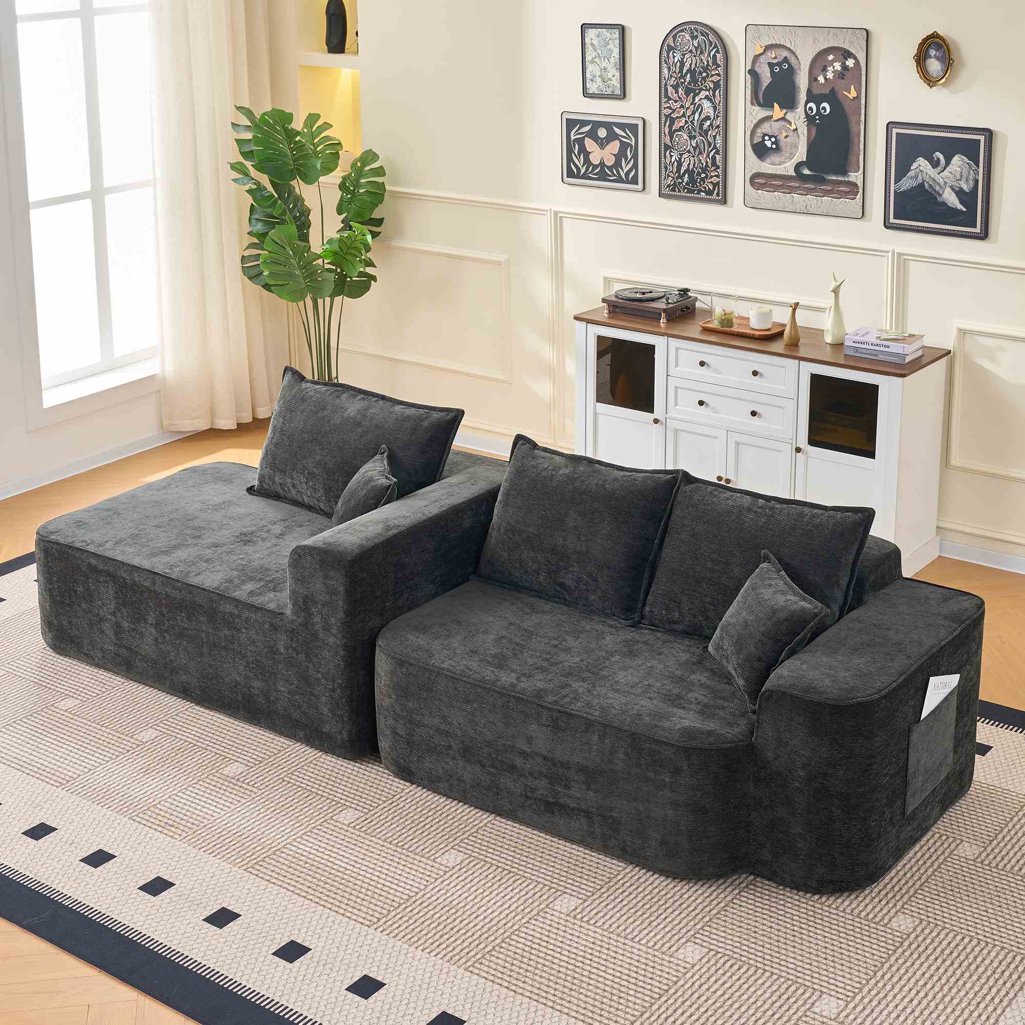 Sofa détail tissu chenille Schwarz