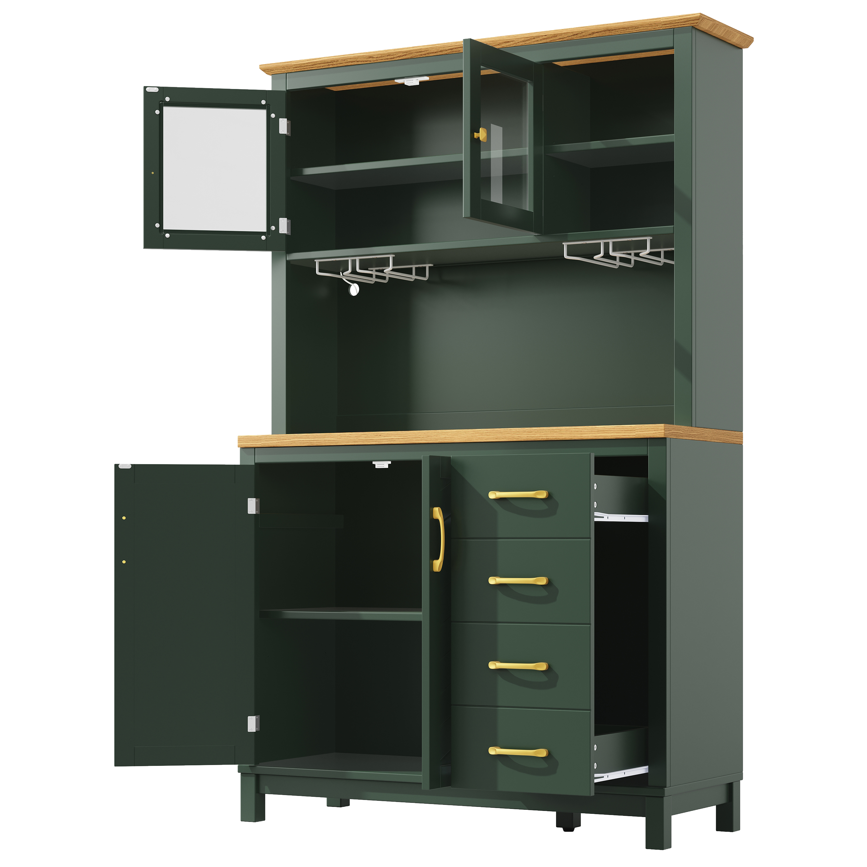 Buffet haut de rangement vert moderne