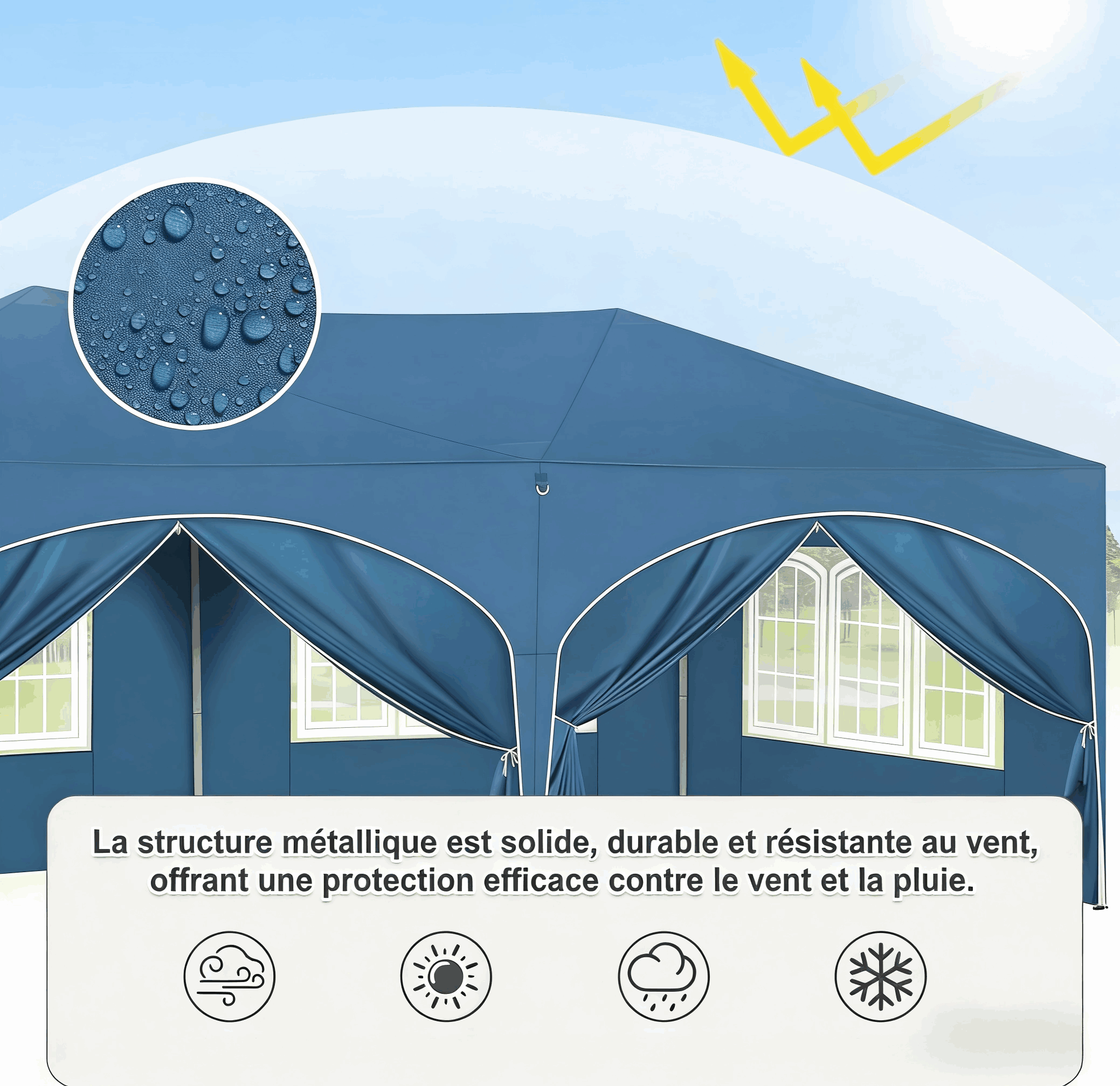 Gazebo 3x6m Bleu