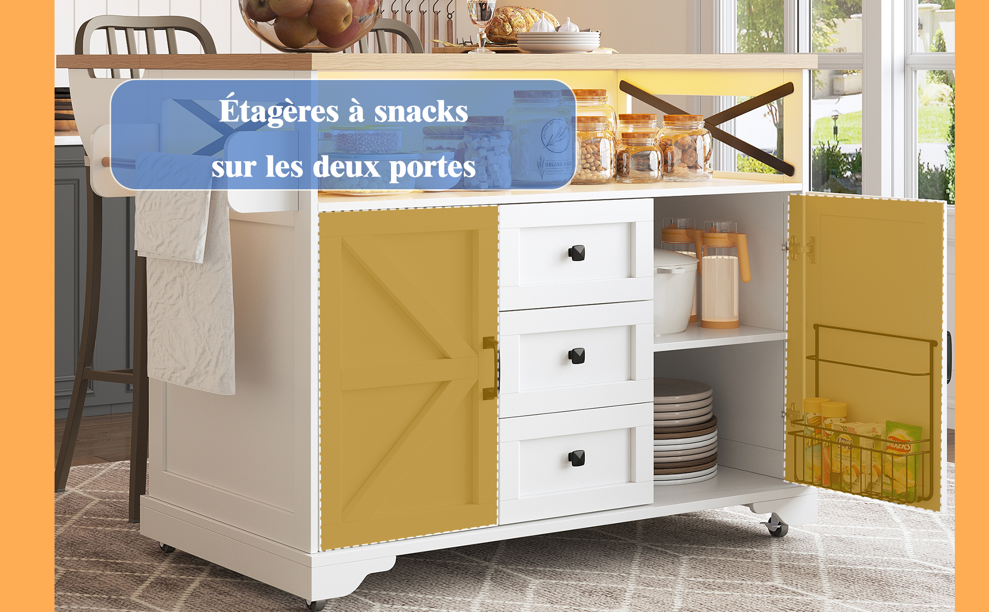 Chariot de cuisine design minimaliste