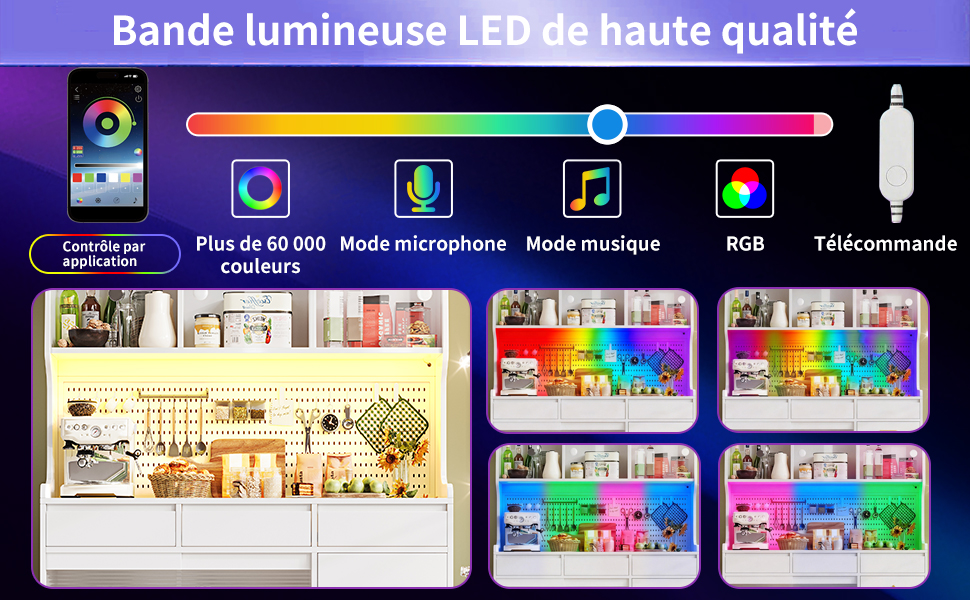 Hochschrank éclairage LED RGB app contrôle