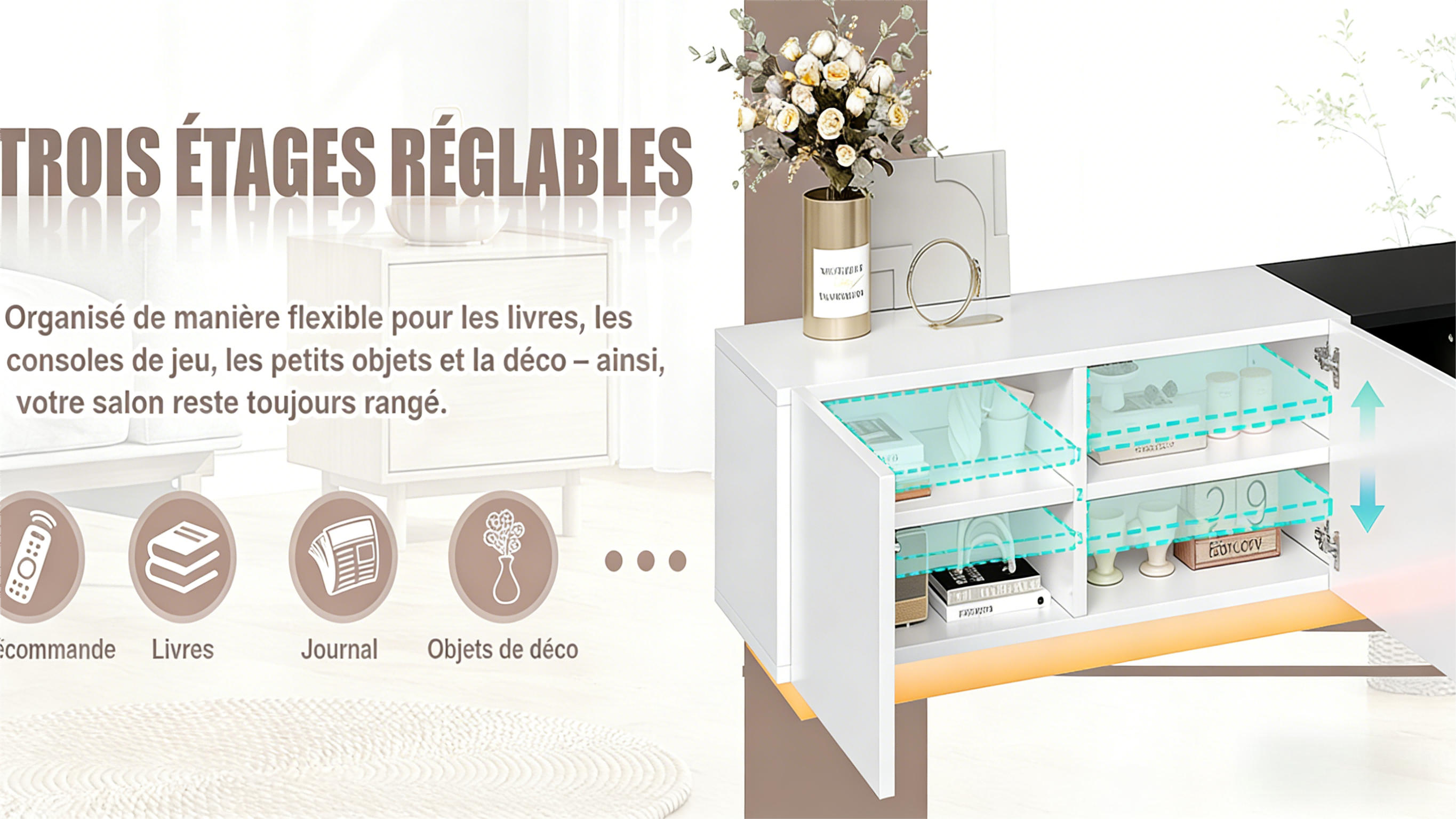 Meuble TV design noir-blanc - vue 4