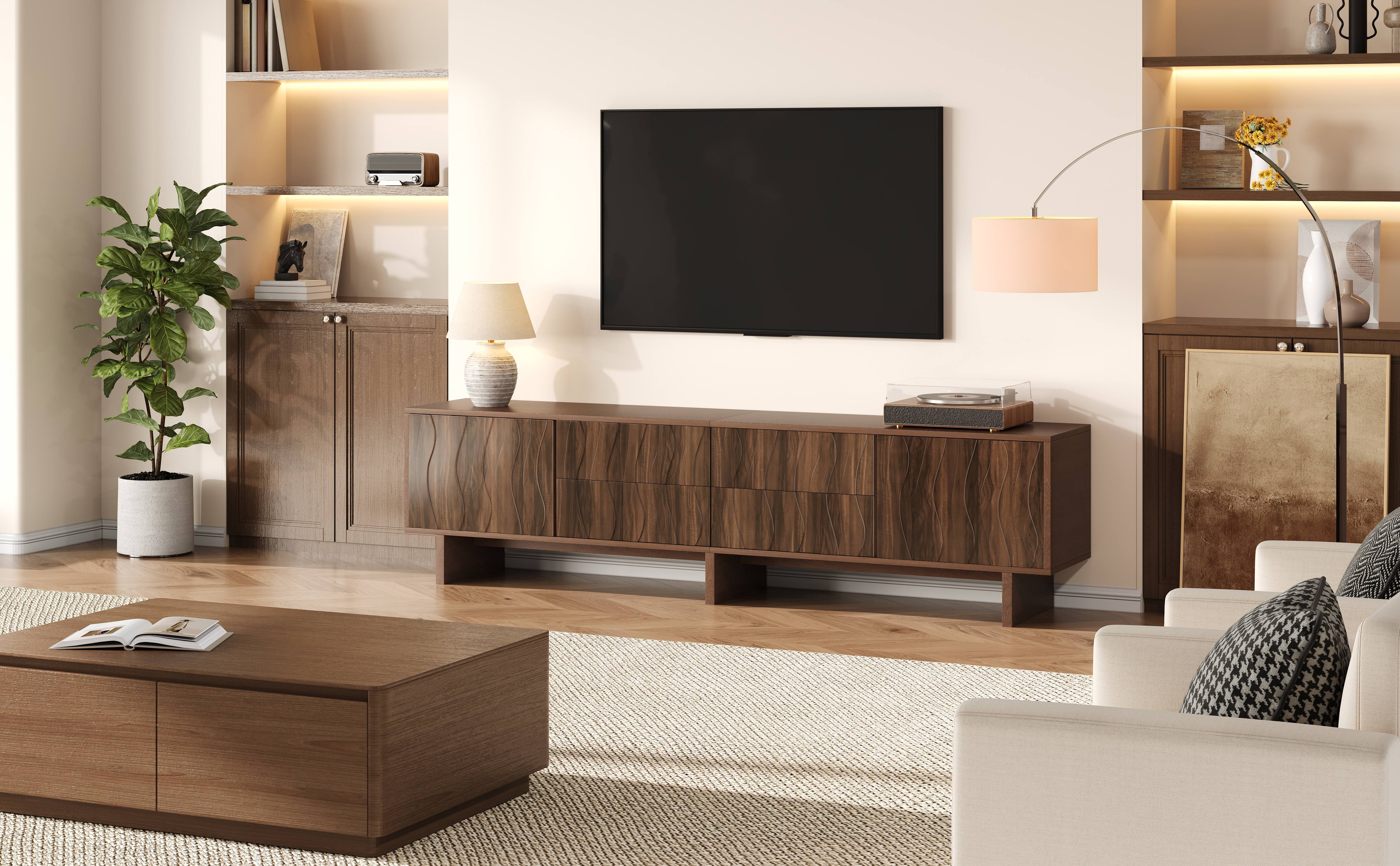 Meuble TV design moderne noyer foncé