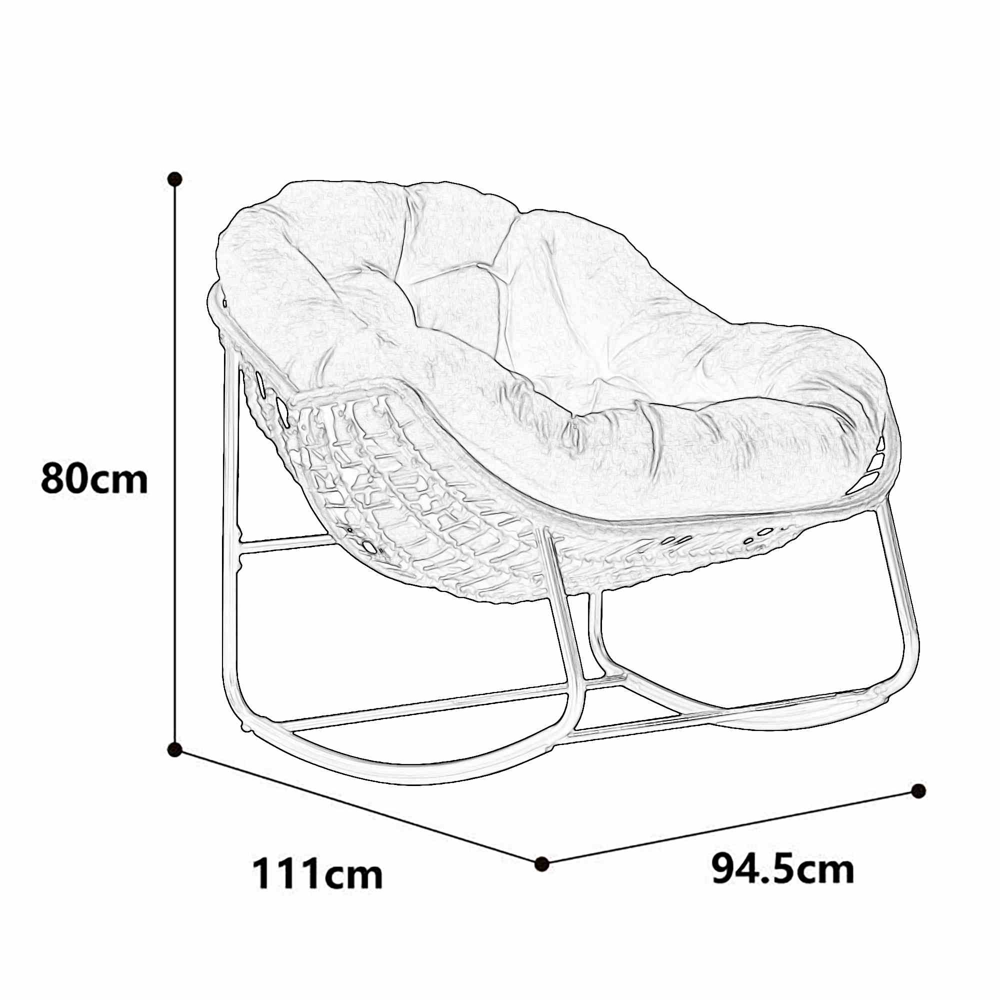 Fauteuil à bascule rotin bleu marine extérieur