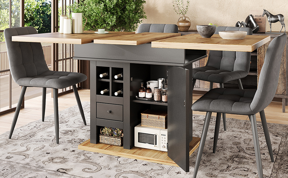 Table design avec poignées métalliques élégantes