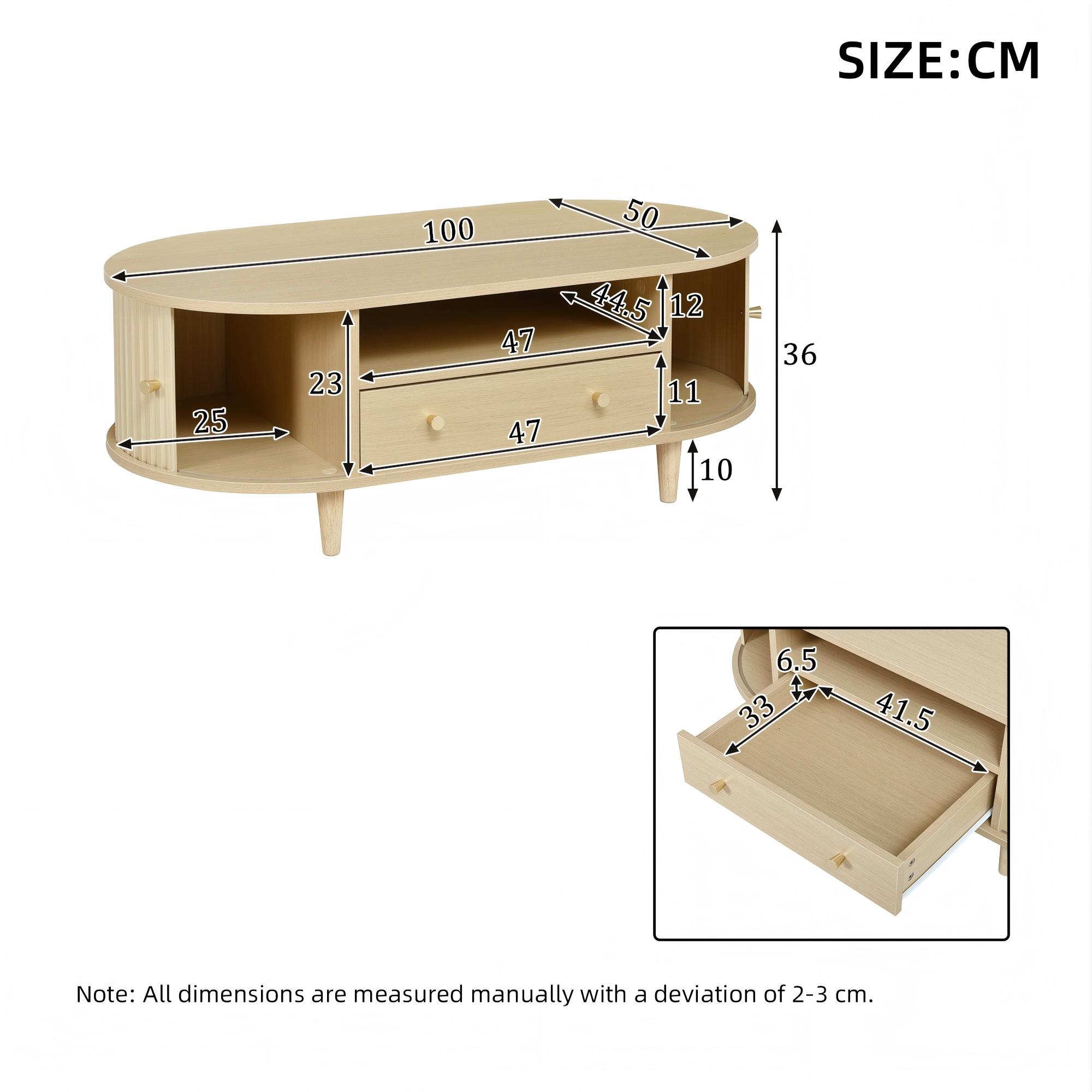 Table basse ovale en chêne design minimaliste
