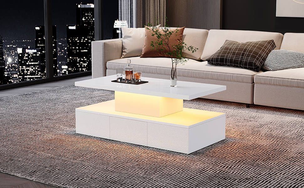 Table basse LED blanc vue 2
