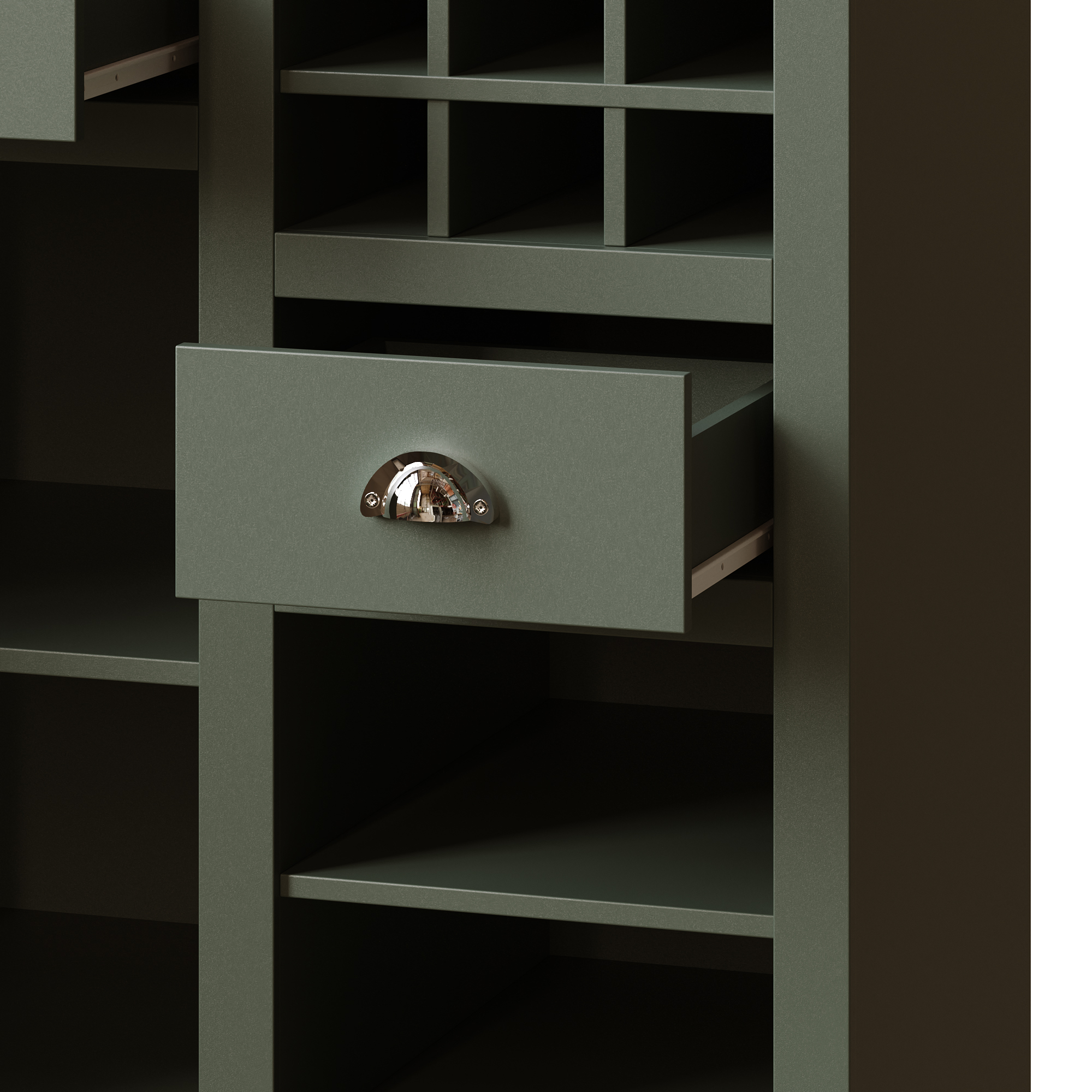 Armoire cuisine verte charnières soft close