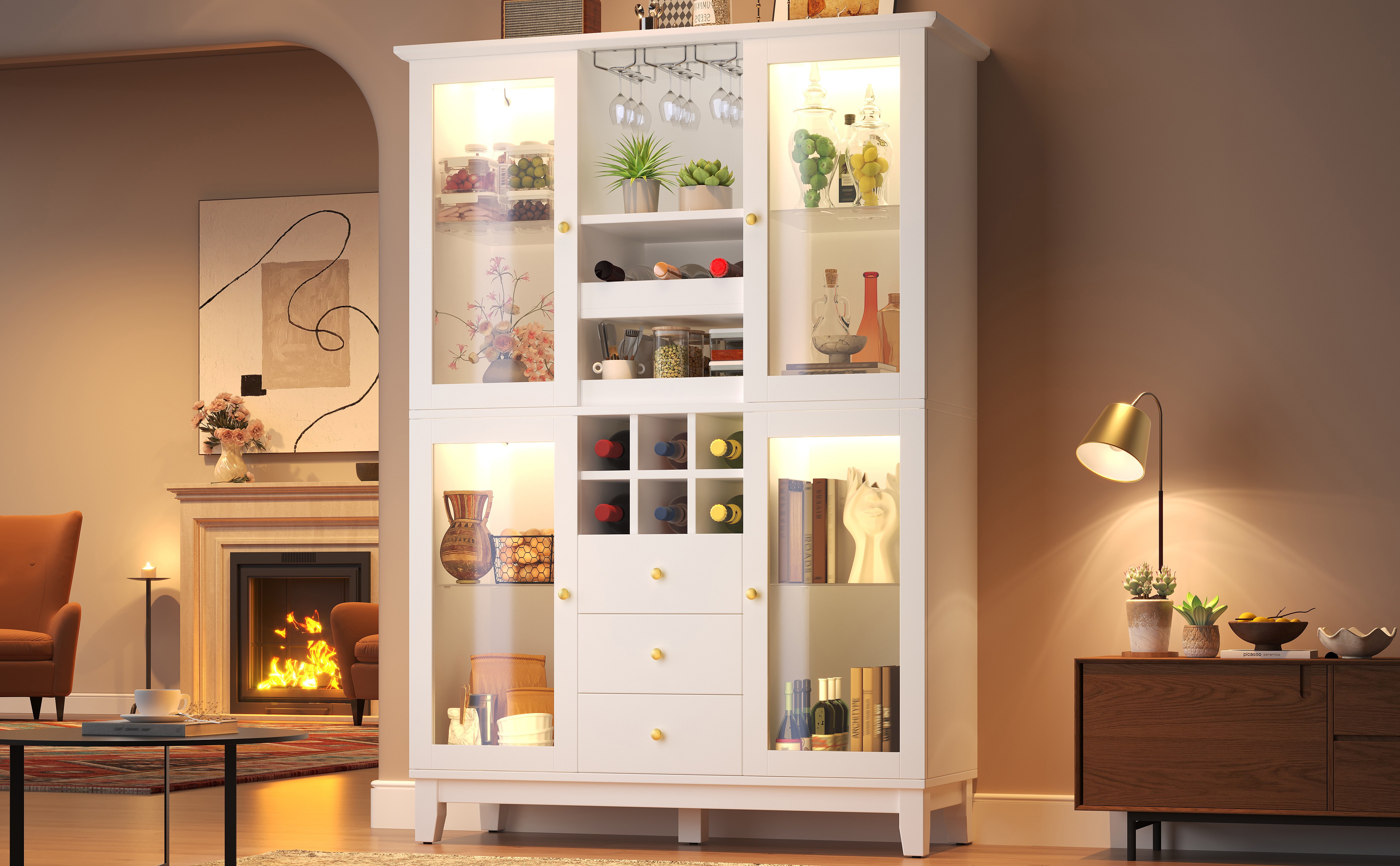 Armoire à vin avec éclairage RGB LED design moderne