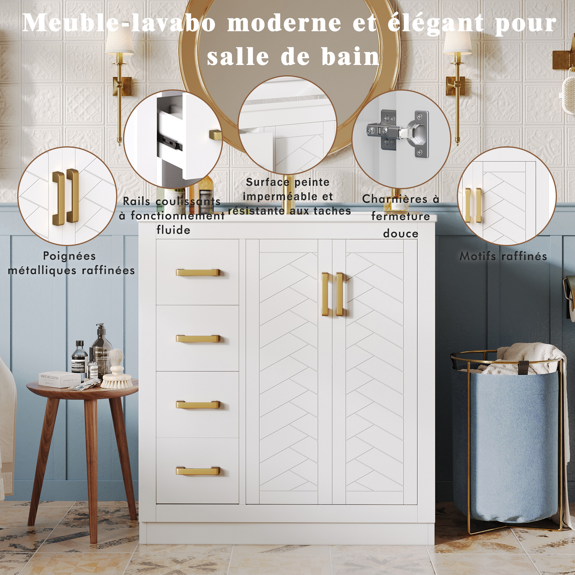 Meuble sous-lavabo blanc