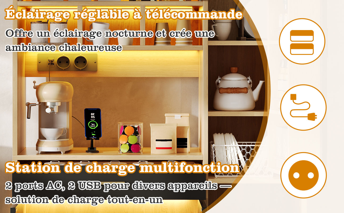 Buffet robuste avec protection anti-chute