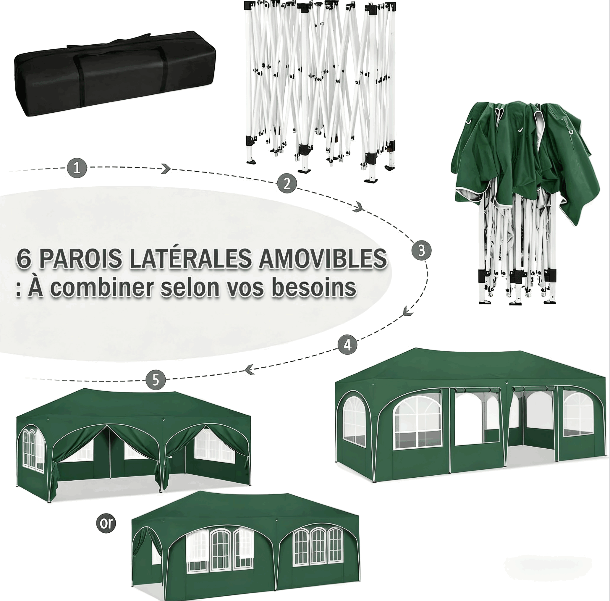 Gazebo 3x6m Gris