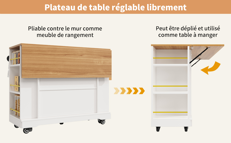 Îlot de cuisine avec grandes capacités de rangement