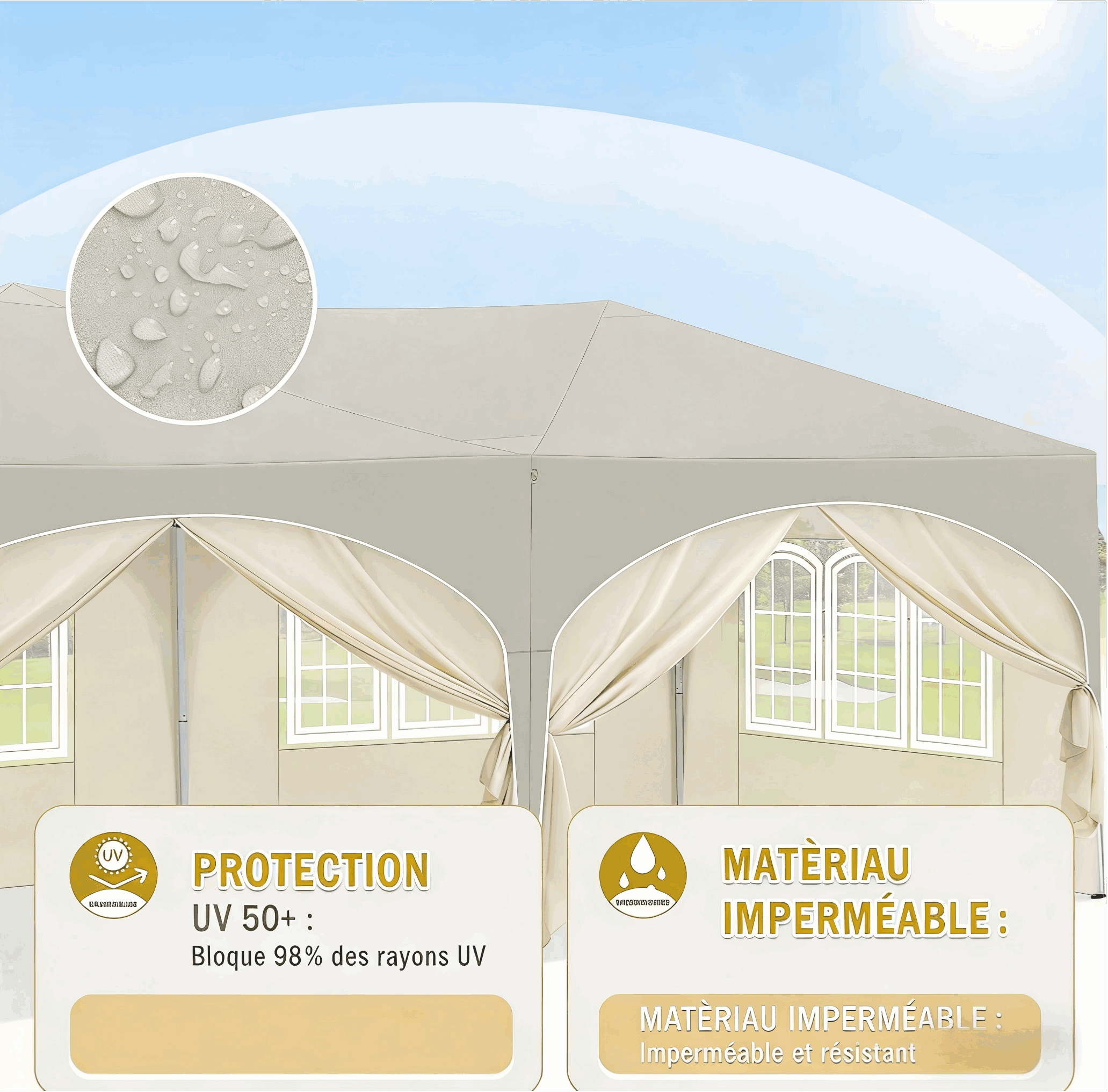 Gazebo 3x6m Beige