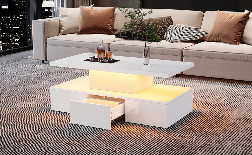 Table basse LED blanc vue 1