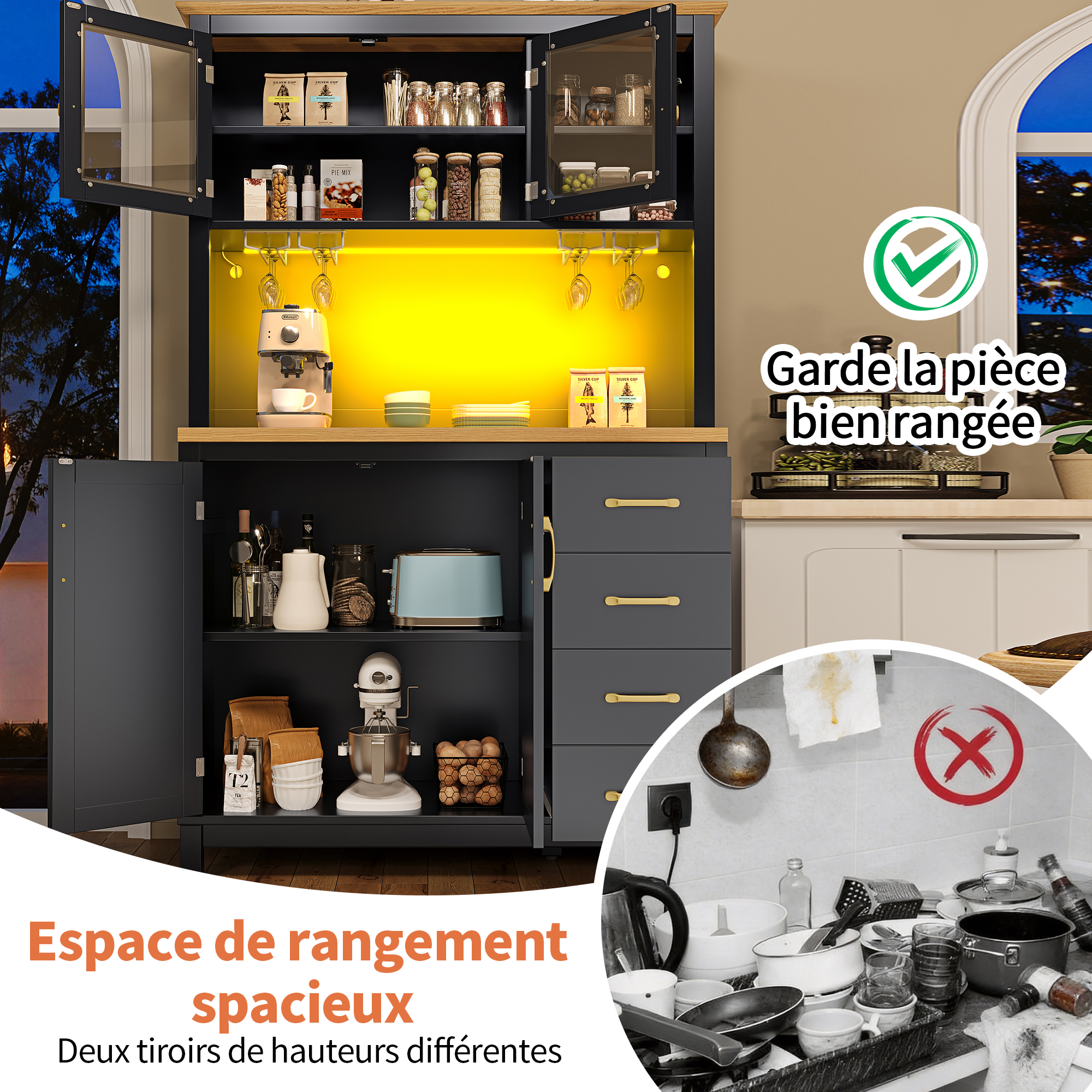 Meuble de rangement avec éclairage LED intégré