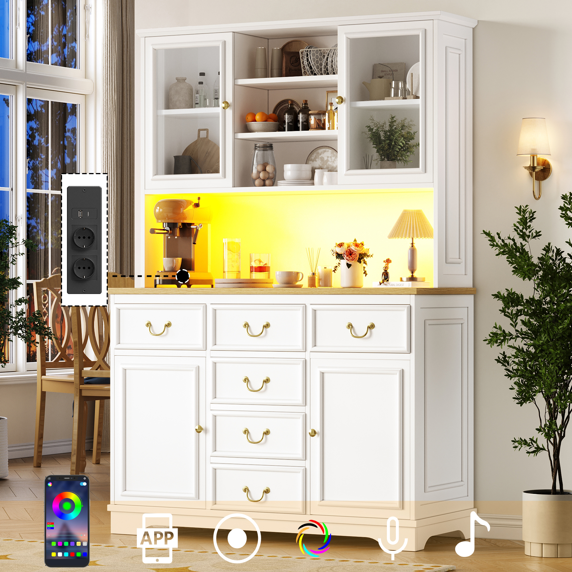 Buffet haut de cuisine blanc moderne