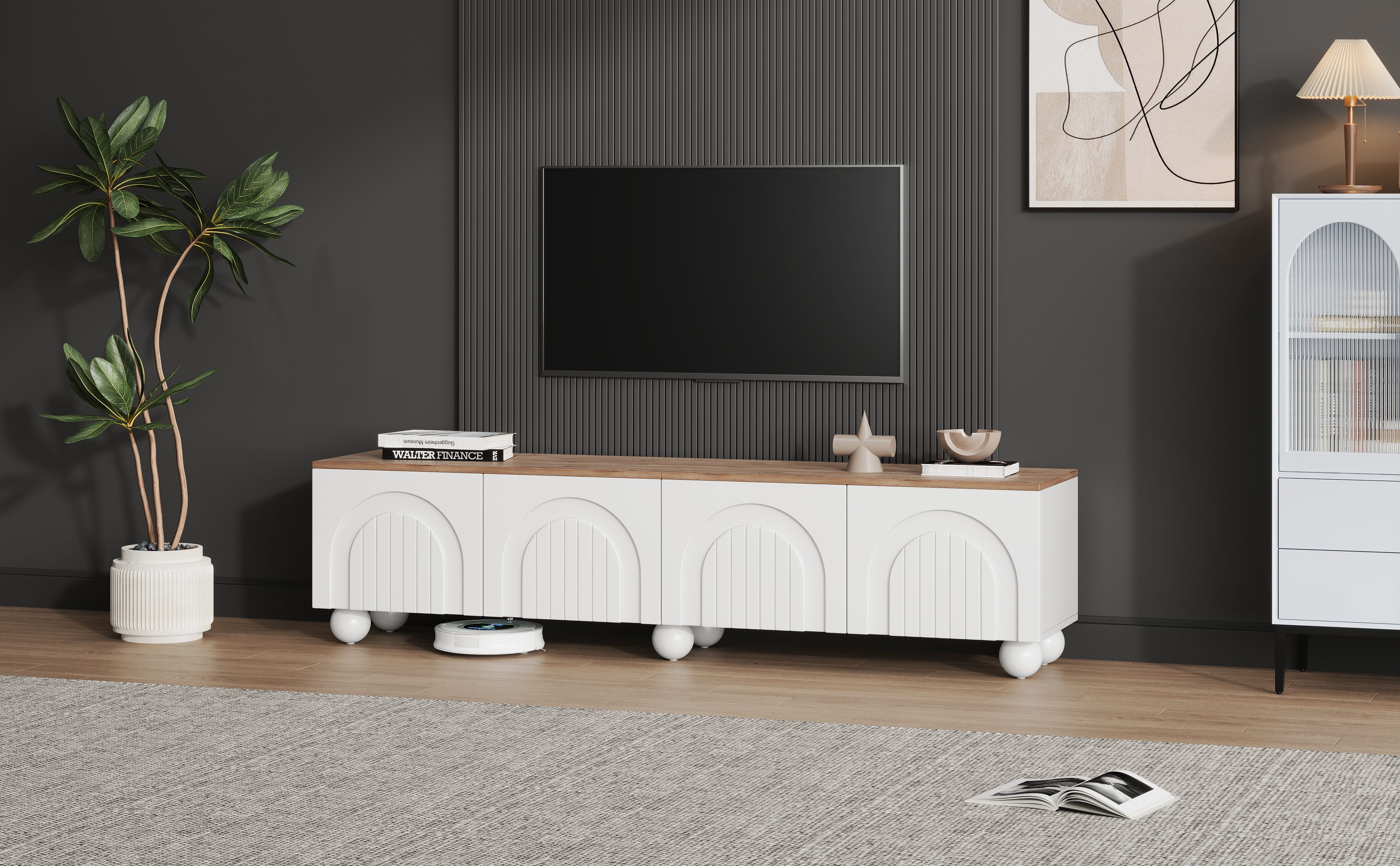 Meuble TV 4 portes rangement spacieux