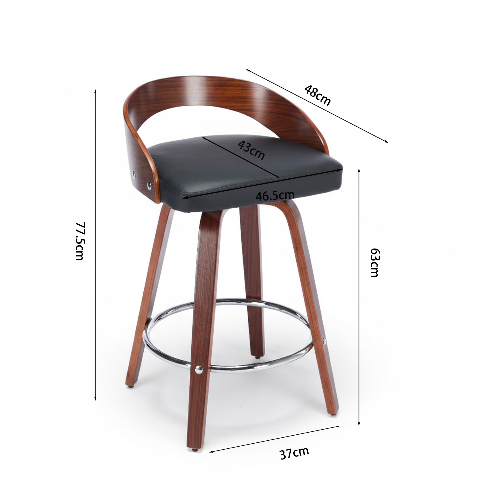 Fonction pivotement 360° du tabouret de bar chêne foncé