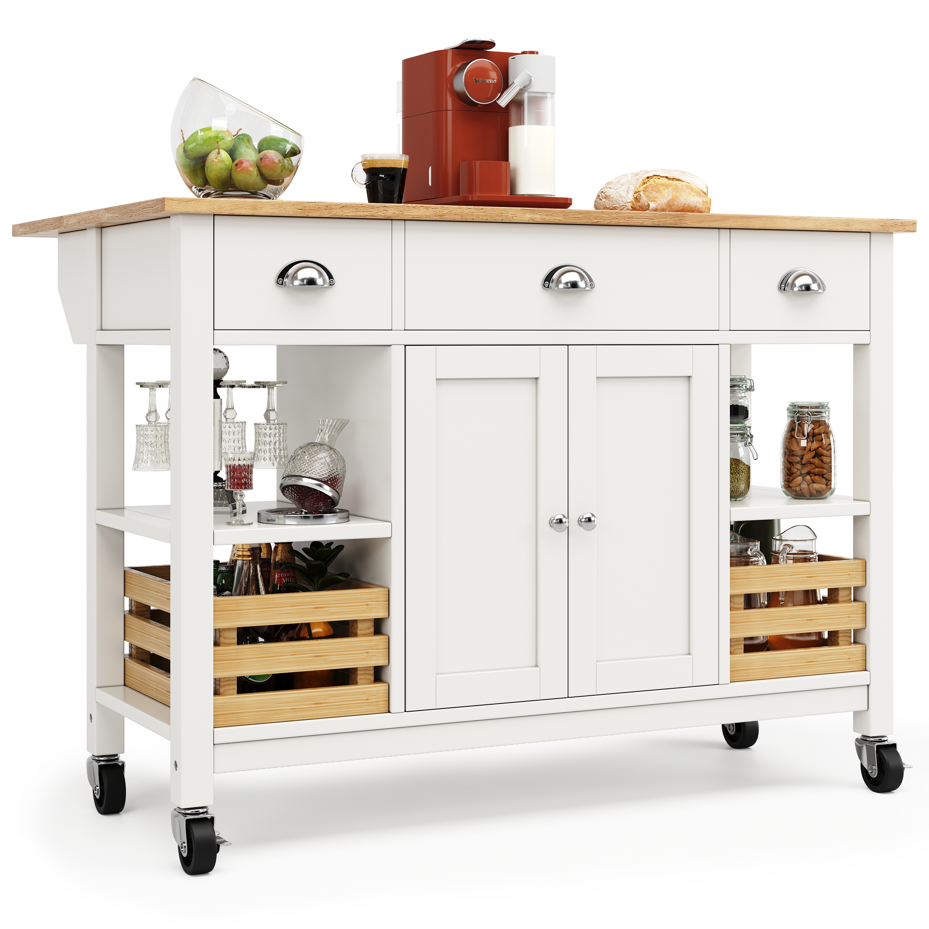 Îlot de cuisine avec plateau rabattable design élégant